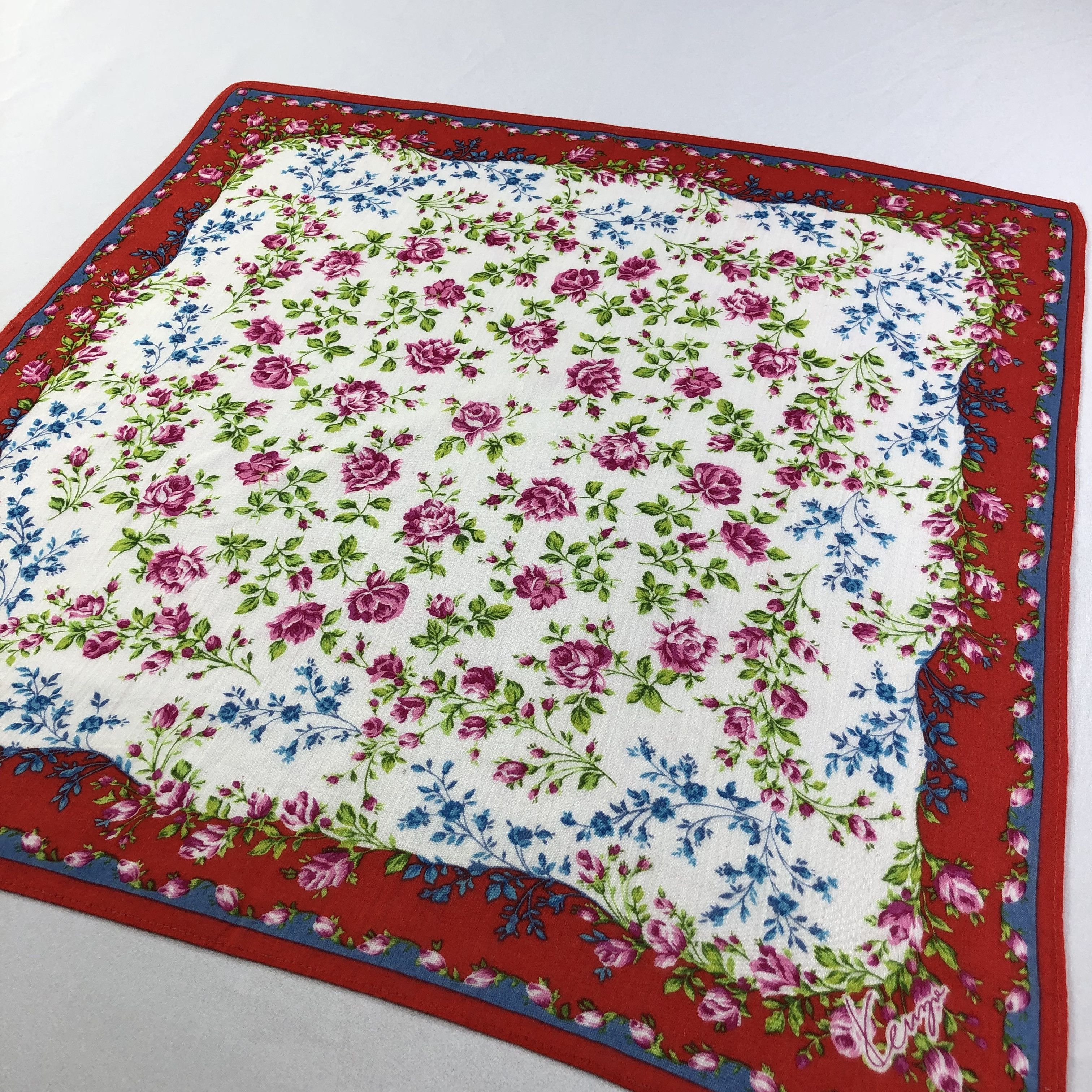 Japanese Brand × Kenzo × Vintage Kenzo Floral Handkerchief Neckerchief Bandana H2055 Size ONE SIZE - 3 Thumbnail
