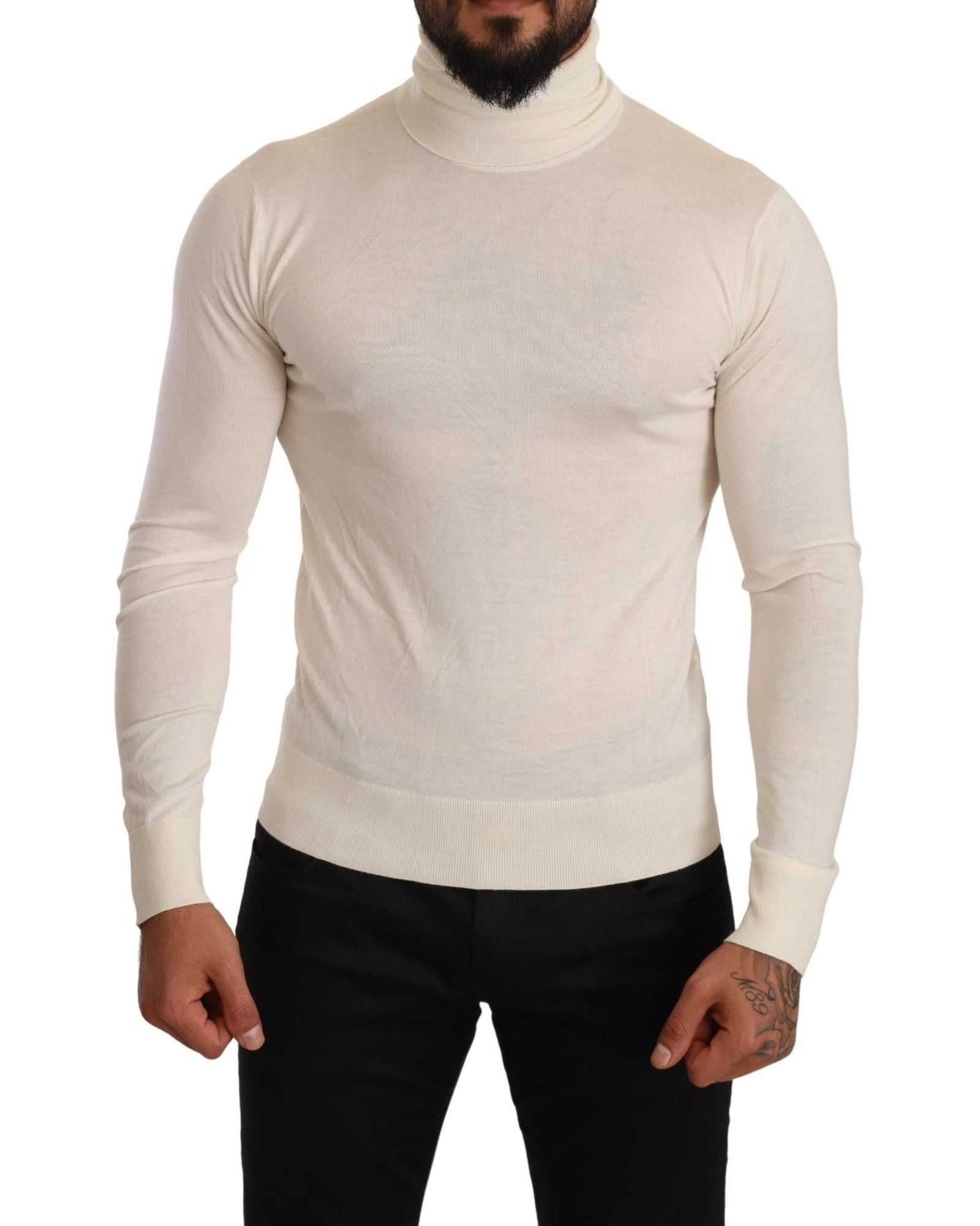 image of Dolce Gabbana Cashmere Turtleneck Pullover Sweater in Cream, Men's (Size Small)