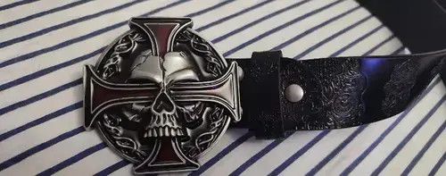 Other Skull Leather Belt Size ONE SIZE - 4 Thumbnail
