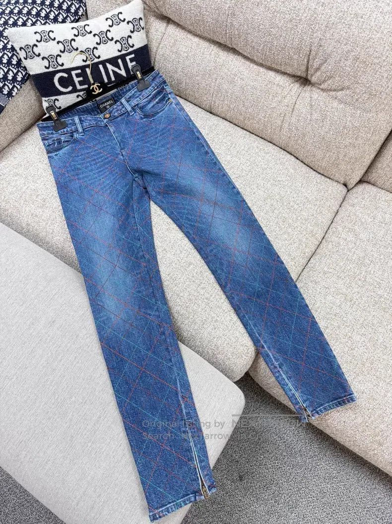 Chanel Chanel Colored line diamond plaid denim trousers Size 25" / US 0 / IT 36 - 8 Thumbnail