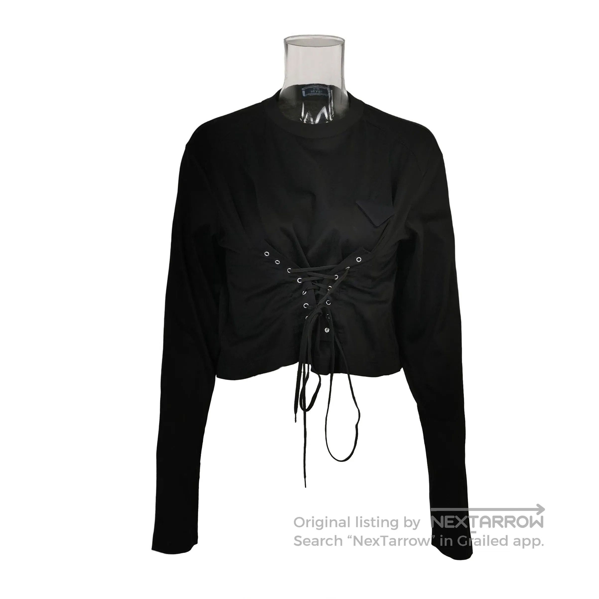 Prada Prada Black Cropped Long Sleeve T. Size M / US 6-8 / IT 42-44 - 1 Thumbnail