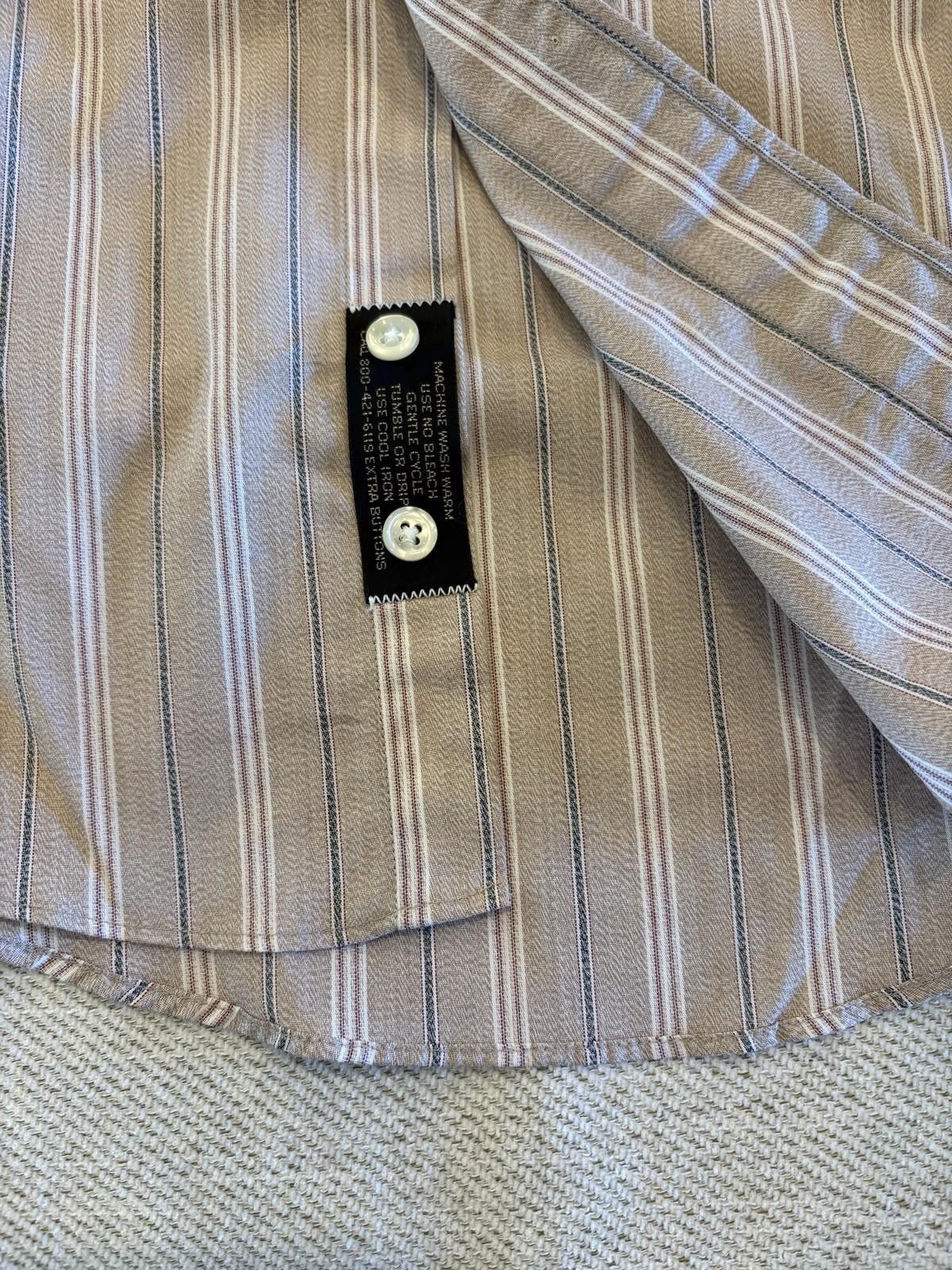 Reed Ferrel Reed Dobbs Cloth Striped Tan Brown Dress Shirt 15-34 Size 38R - 5 Thumbnail