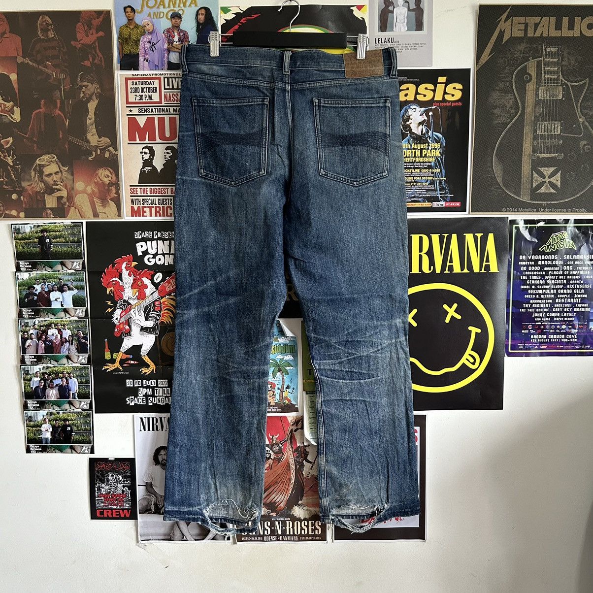 Vintage Vintage Rag Machine Blue Wash Distressed Denim Size US 34 / EU 50 - 8 Thumbnail