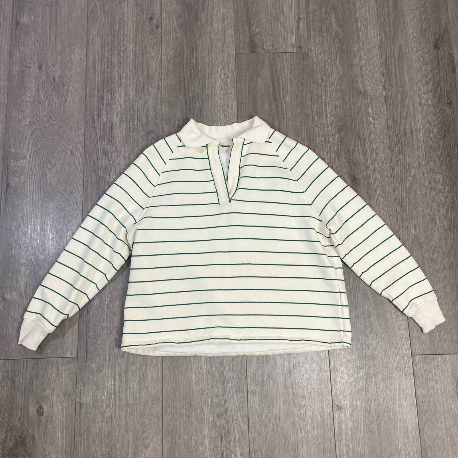 Madewell Madewell Betterterry Polo Striped Sweatshirt US Women's XS Size XS / US 0-2 / IT 36-38 - 1 Thumbnail