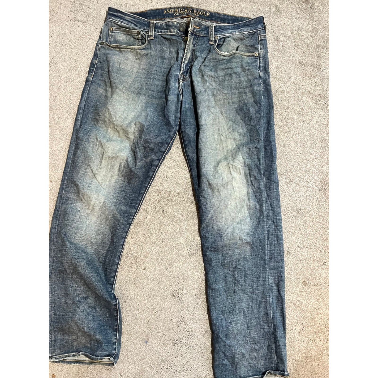 American Eagle Outfitters American Eagle Outfitters Jeans Mens Slim Straight 38x32 Blue Denim 360 Extreme Flex, 5-Pocket, Distressed, Stretch, Regular Size Size US 38 / EU 54 - 4 Thumbnail