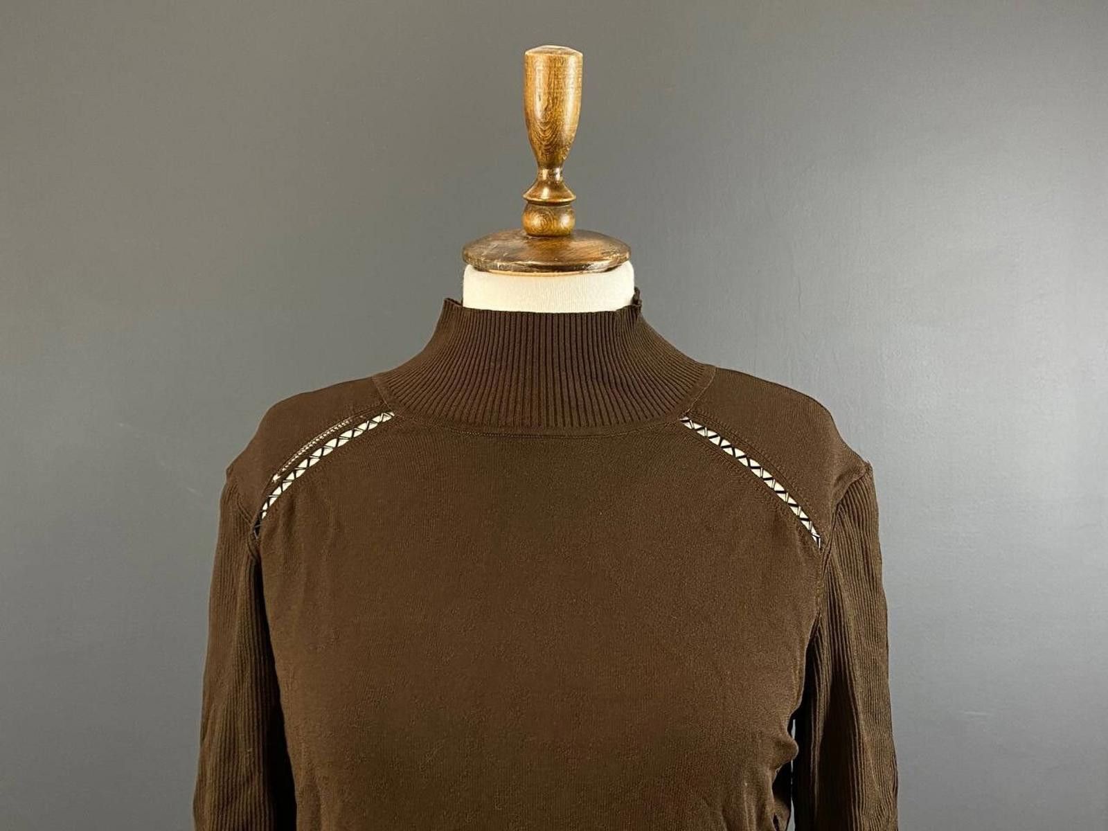 Escada Escada Brown Short Sleeve High Neck Top Blouse Size 42 Size M / US 6-8 / IT 42-44 - 2 Thumbnail