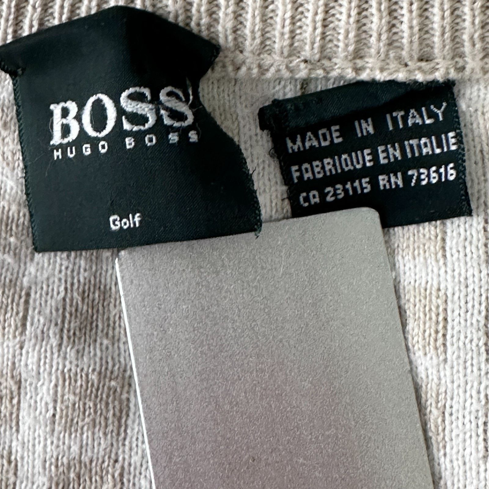 Hugo Boss Hugo Boss Golf Sweater Men’s XL Beige White Grid Knit V-Neck Size US XL / EU 56 / 4 - 6 Thumbnail