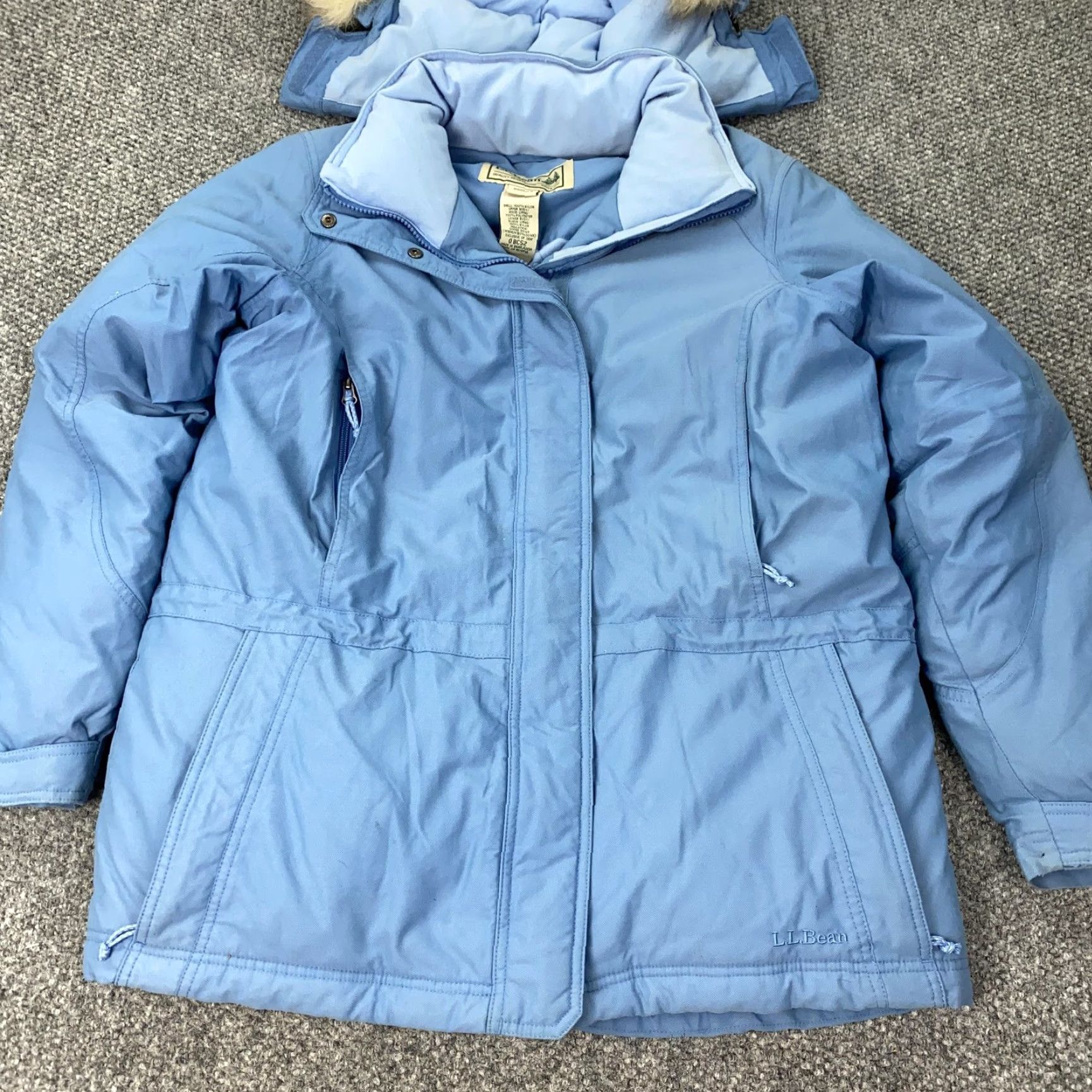 Vintage L.L. Bean Parka Womens Medium Blue Insulated Down Hooded Coat with Fur Trim Zip Size M / US 6-8 / IT 42-44 - 2 Thumbnail