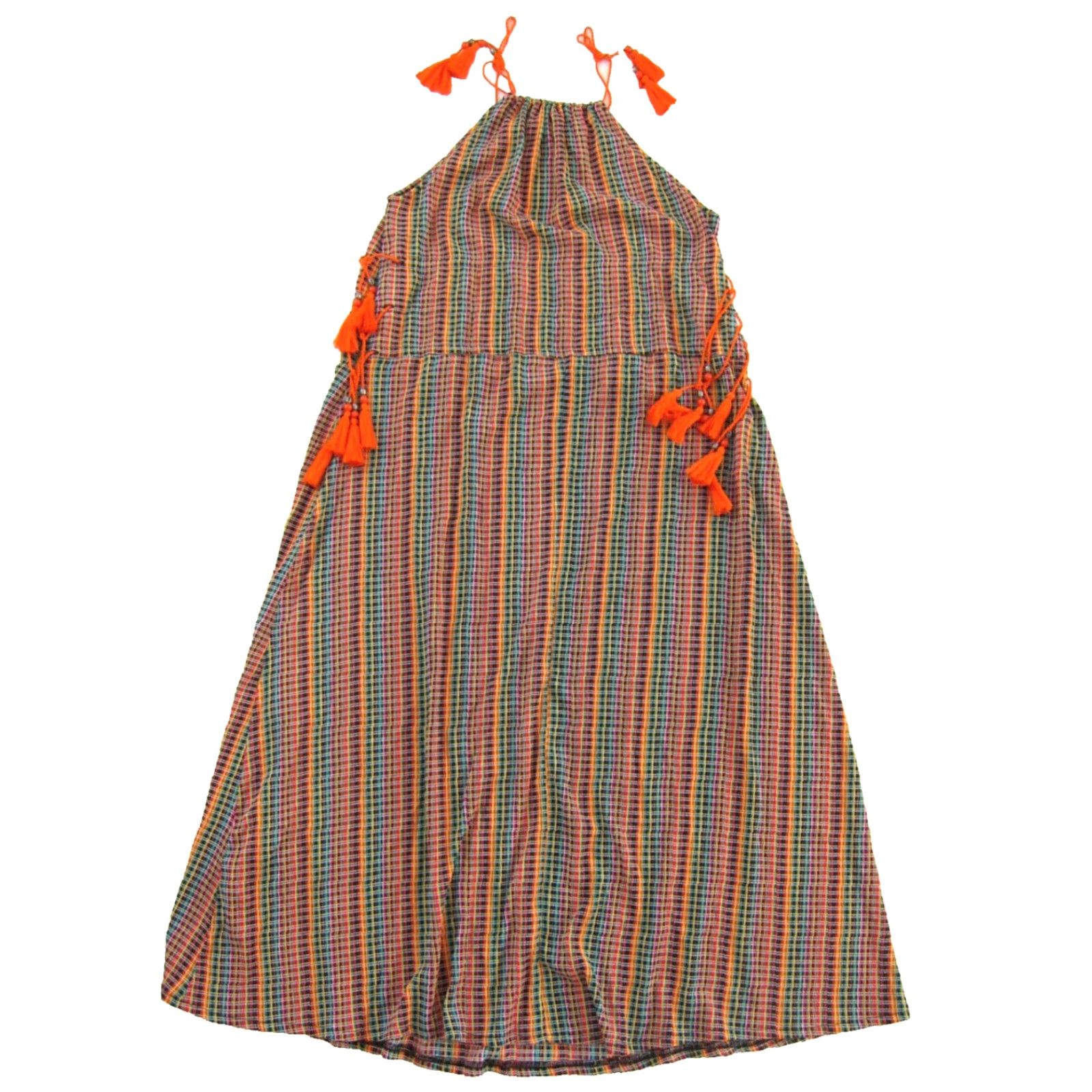 Zara NWT ZARA Maxi Dress Shirt Dress S Women Orange Stripe Fringe Strap Long Slip Sun Dress S Size S / US 4 / IT 40 - 2 Thumbnail