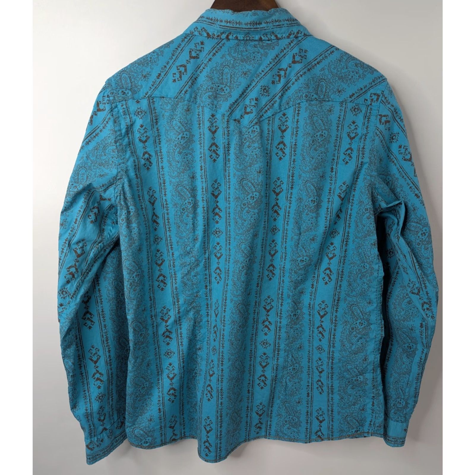 Vintage VINTAGE Panhandle Rough Stock Western Shirt Womens L Turquoise Bandana Print Pearl Snap Size L / US 10 / IT 46 - 4 Thumbnail