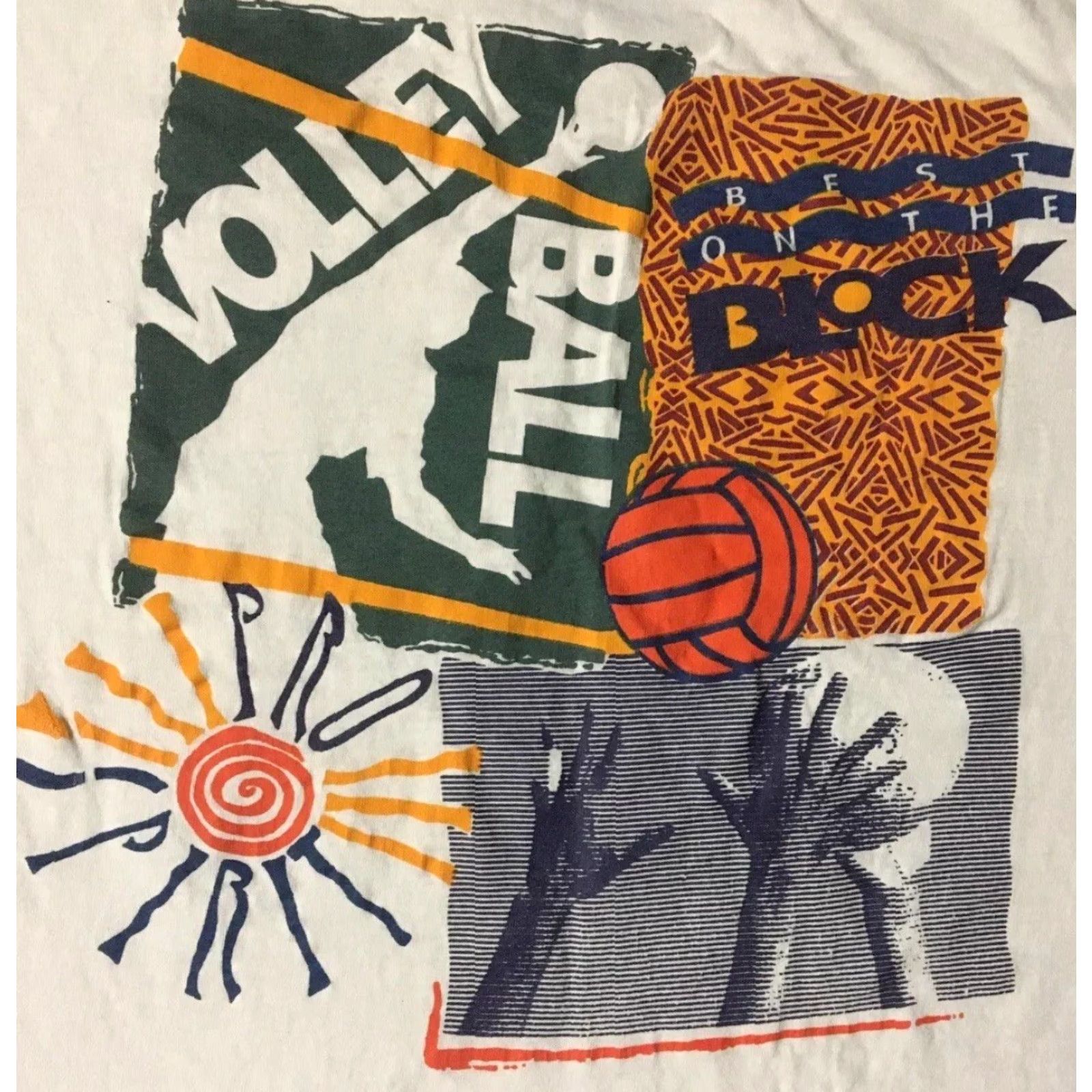 Vintage VINTAGE 90s Best On The Block Volleyball Faded Shirt XL White Men Short Sleeve T-Shirt Grunge Abstract School Track & Field USA Size US XL / EU 56 / 4 - 3 Thumbnail