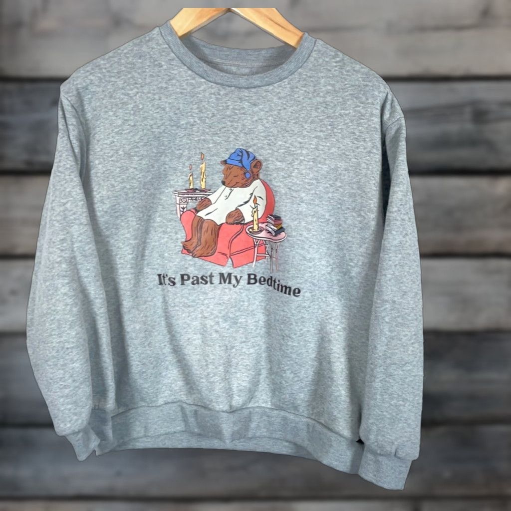 Vintage Sleepy Bear Tea Sweatshirt Adult Large Heather Gray Crewneck Past My Bedtime Mens Pullover Sweatshirt Regular Size US L / EU 52-54 / 3 - 1 Thumbnail