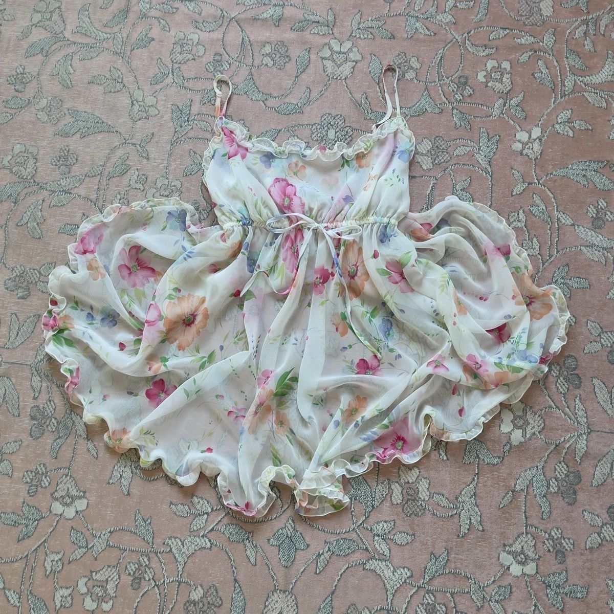 Victoria's Secret Victoria’s Secret 1990s Floral Chiffon Slip Dress (S–M) Size M / US 6-8 / IT 42-44 - 9 Thumbnail