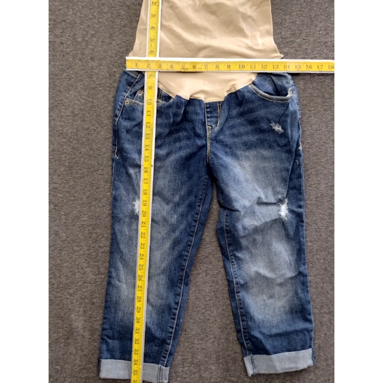 Old Navy VINTAGE Old Navy Distressed Cuffed Blue Denim Maternity Jeans Size 10 Size 32" / US 10 / IT 46 - 6 Thumbnail
