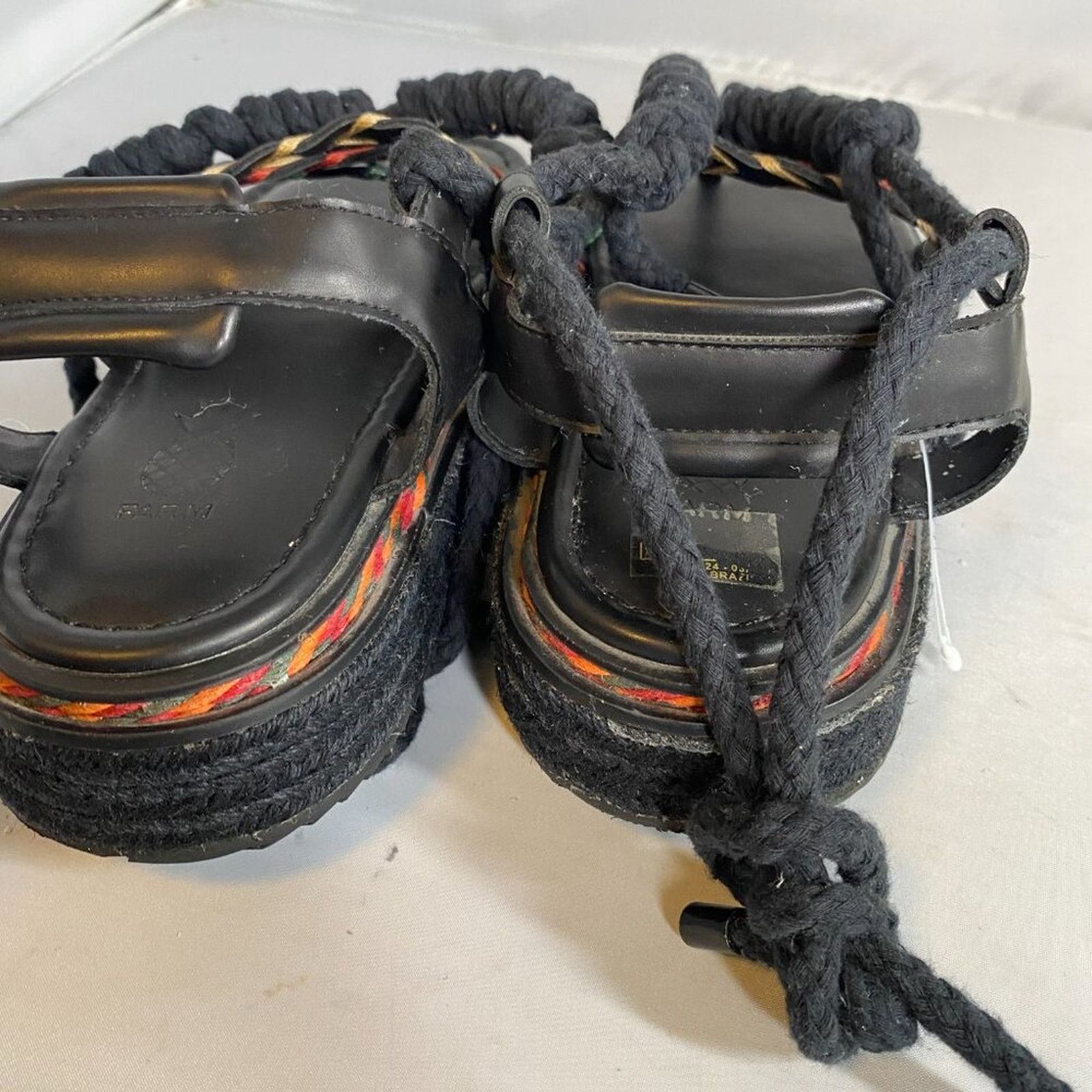 Farm Rio FARM Rio Black Rope Tie Flatform Sandal 9 Size US 9 / IT 39 - 4 Thumbnail
