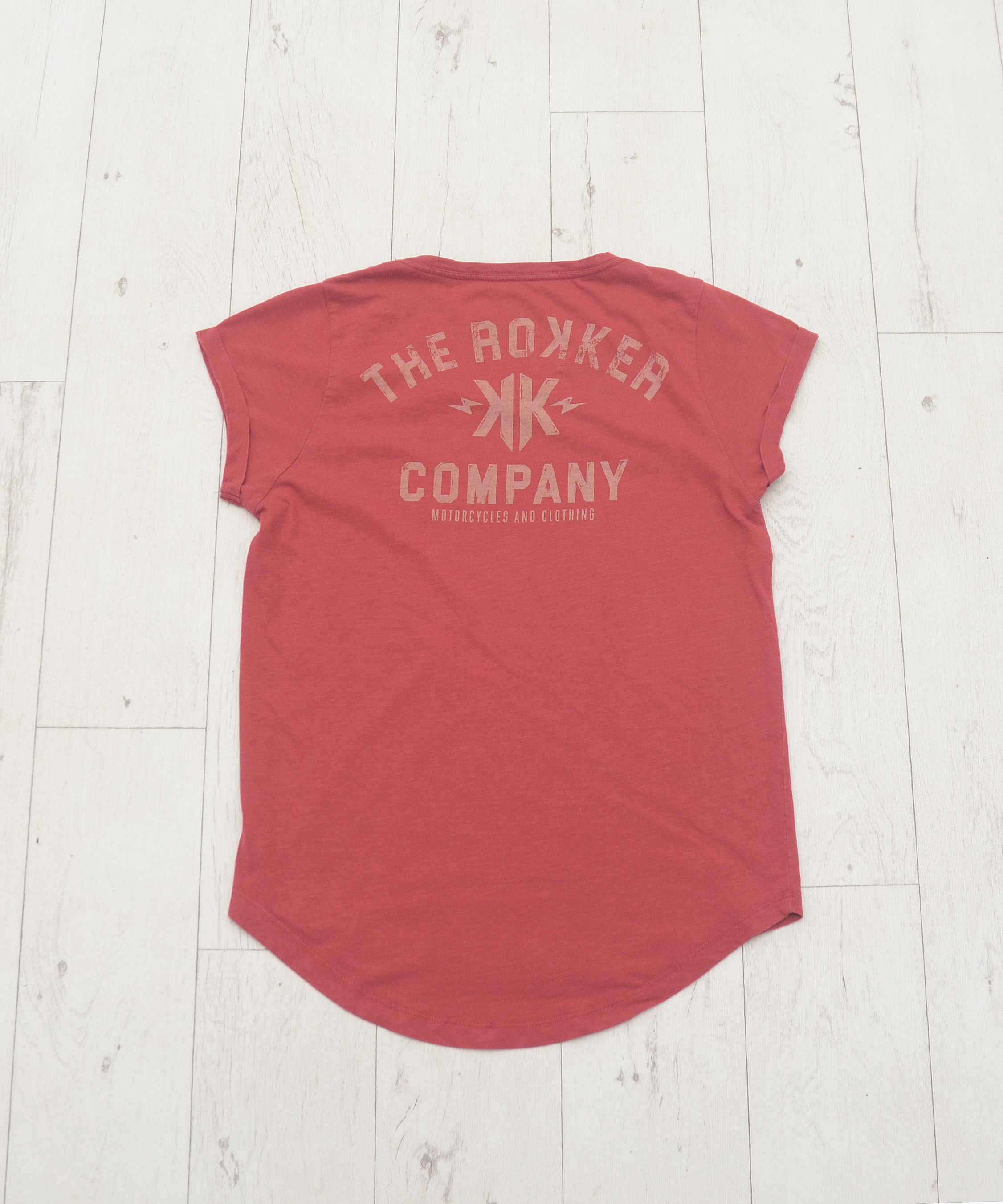 THE ROKKER COMPANY ROKKER Eagle Women’s Red V-Neck Skull T-Shirt sz S Size S / US 4 / IT 40 - 2 Thumbnail