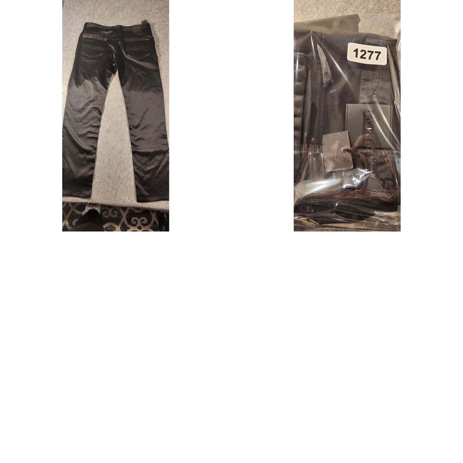 Denime Pavini Jeans Mens 34x32 Black Straight Leg Denim Cotton Polyester RN140957 Jeans Regular 34 in Black 5-Pocket Mens Straight Leg Jeans Size US 34 / EU 50 - 9 Thumbnail
