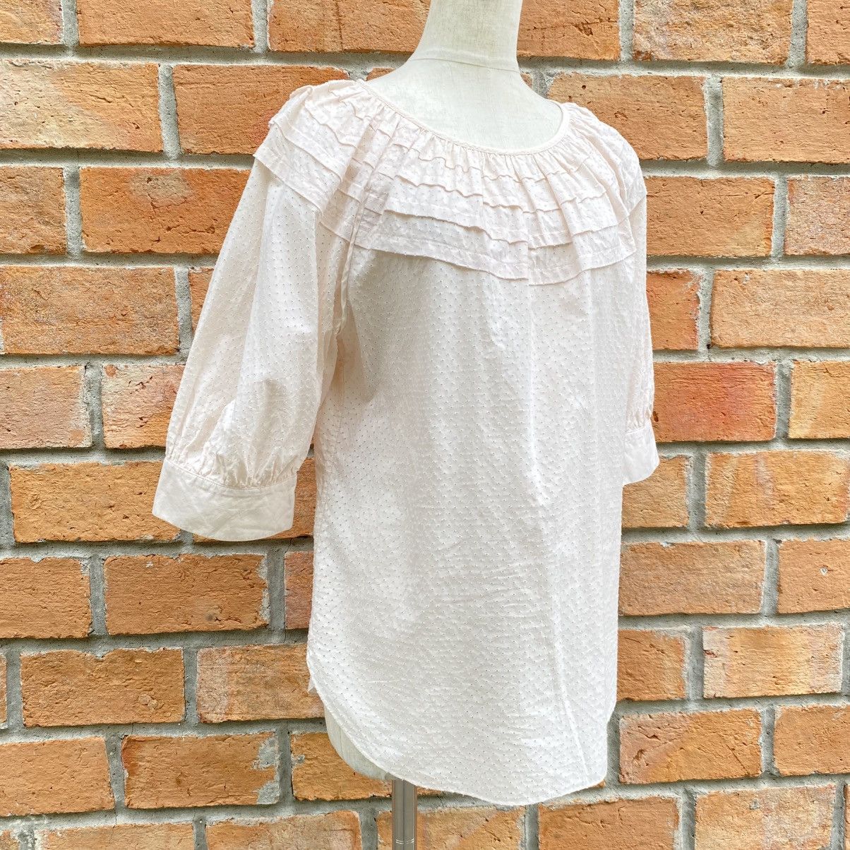 Loewe Loewe Light Pink Ruffle Front Blouse with 3/4 Sleeves Size XS / US 0-2 / IT 36-38 - 5 Thumbnail