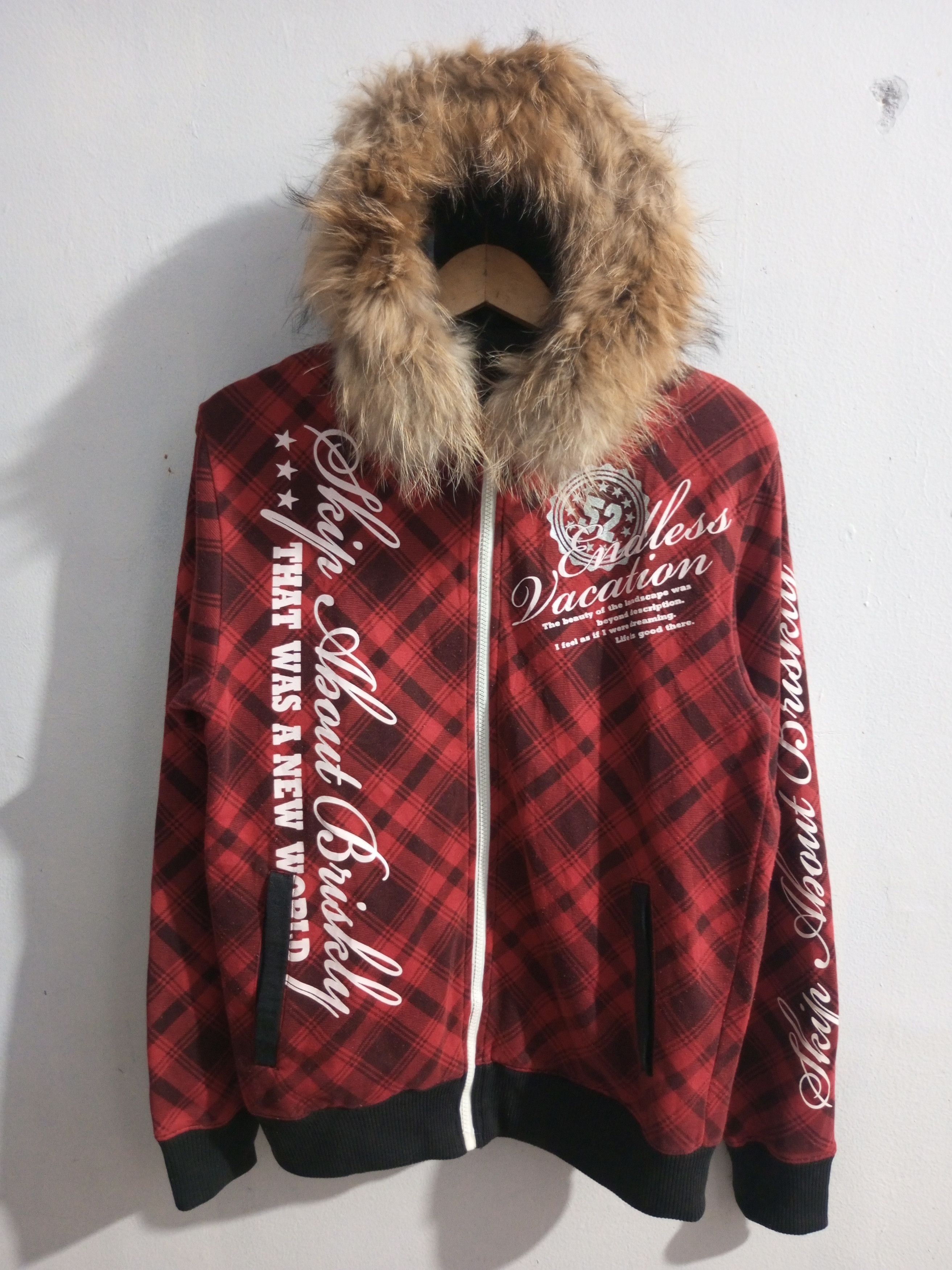 If Six Was Nine × Japanese Brand × Le Grande Bleu (L.G.B.) Vintage g-Dept tartan spellout fur hoodie Size US M / EU 48-50 / 2 - 1 Thumbnail