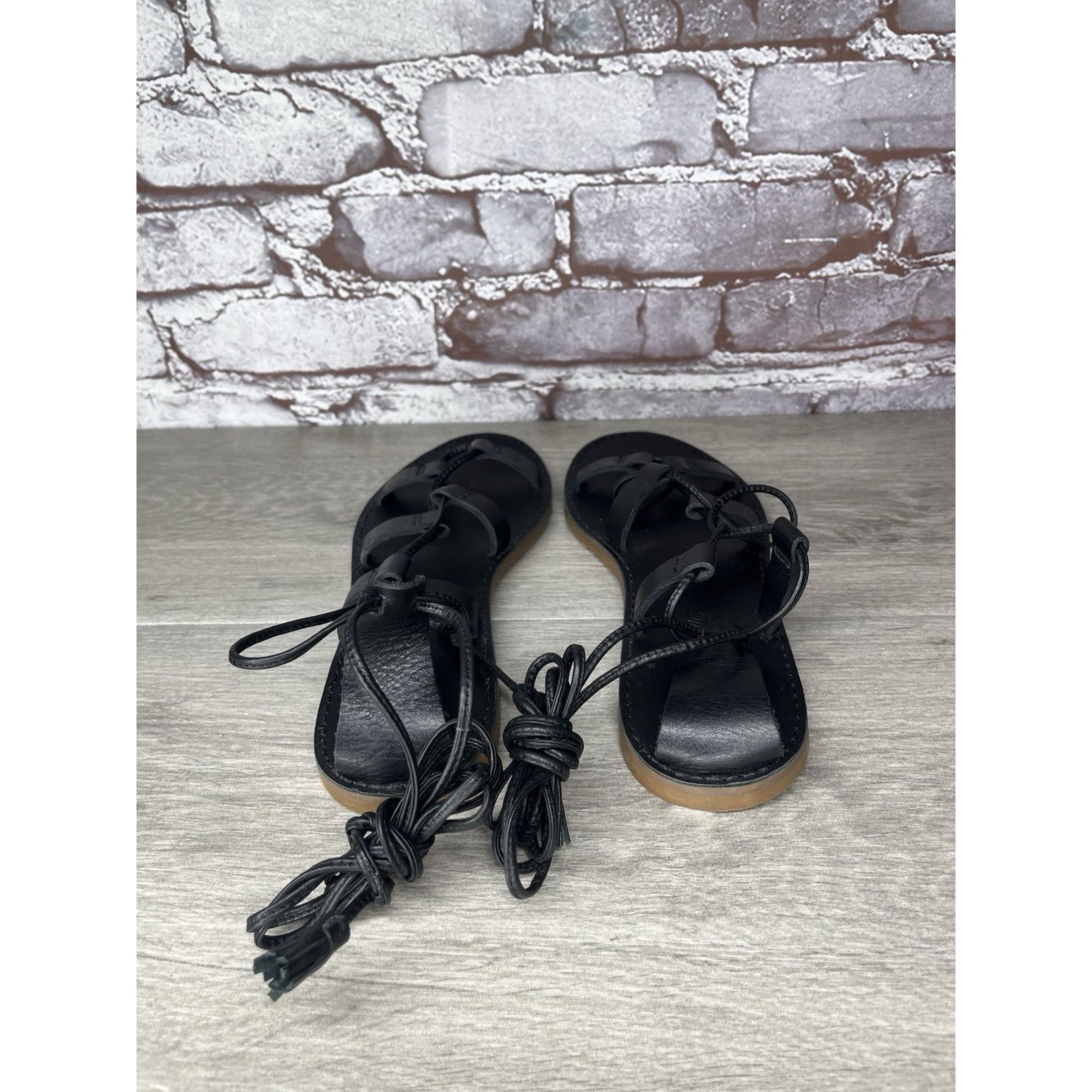 Madewell Madewell Boardwalk Black Leather Gladiator Lace Up Sandals W Size US 8 / IT 38 - 5 Thumbnail