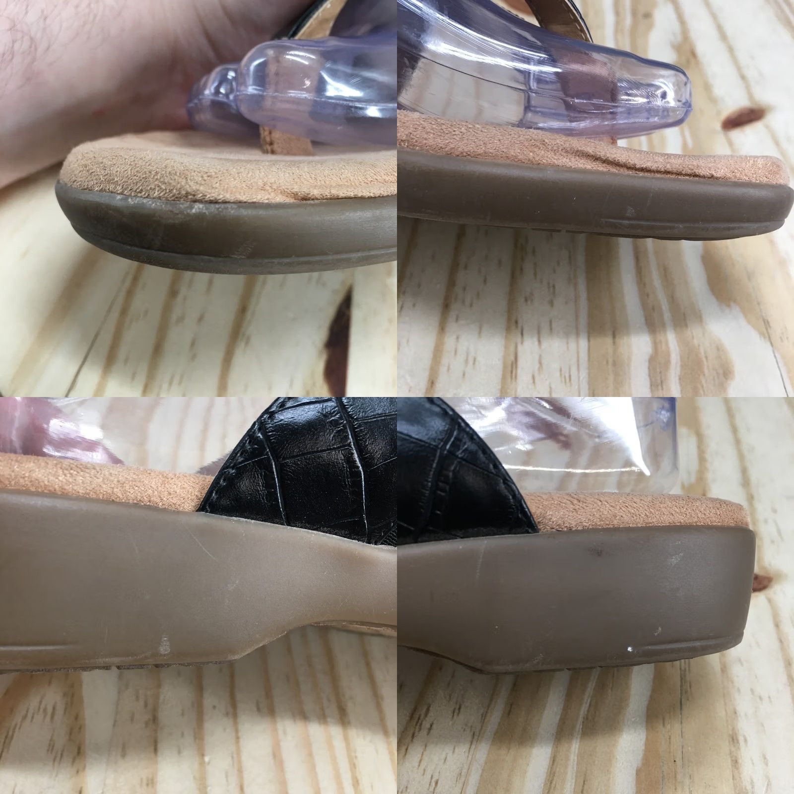 Vintage Cliffs by White Mountain Sandals Womens 8M Bumble Thong Black Faux Leather Wedge Size US 8 / IT 38 - 9 Thumbnail
