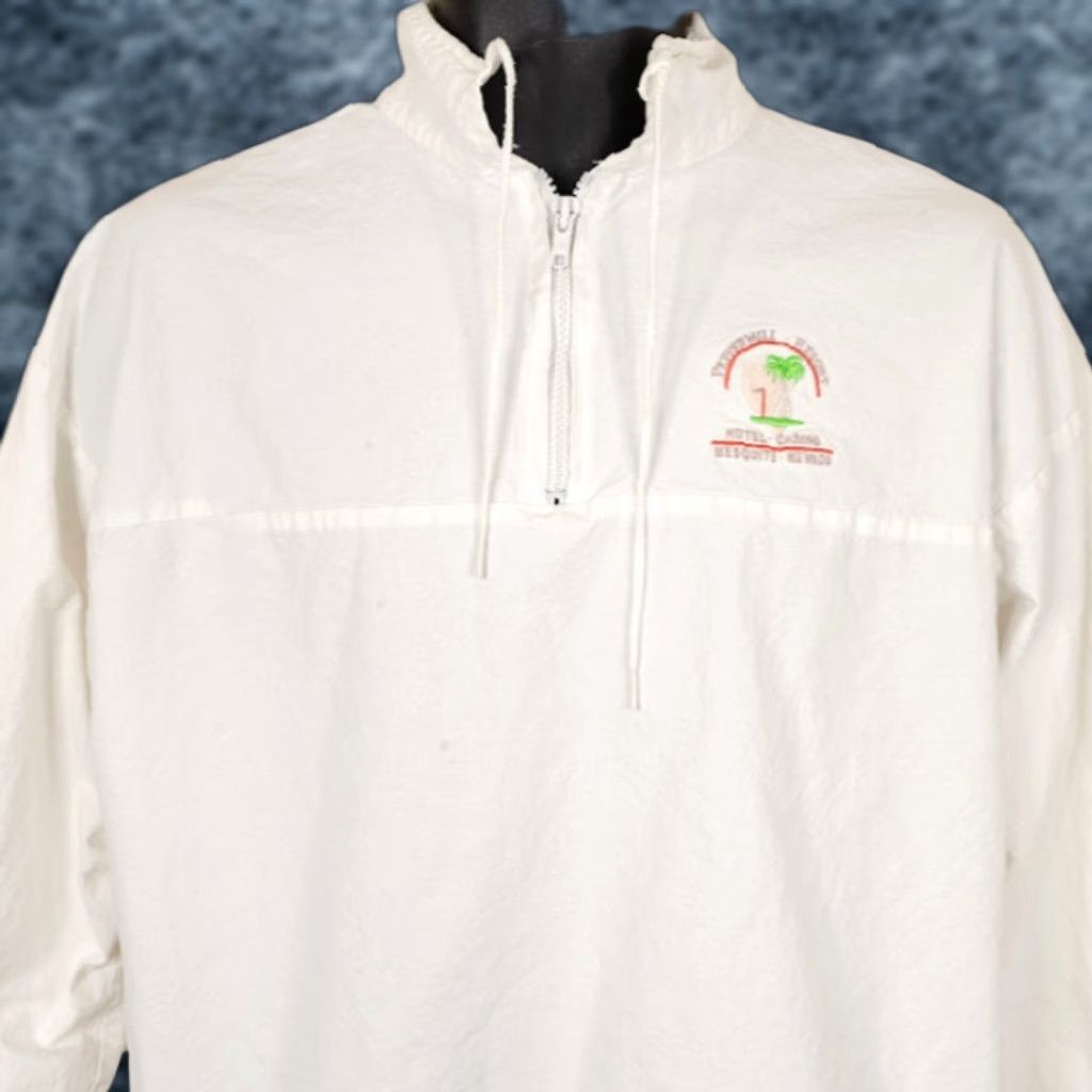 Vintage VINTAGE Cotton Fitz Peppermill Resort Jacket Mens Large White 80s Casino Made In USA 1/4 Zip) Size US L / EU 52-54 / 3 - 1 Thumbnail