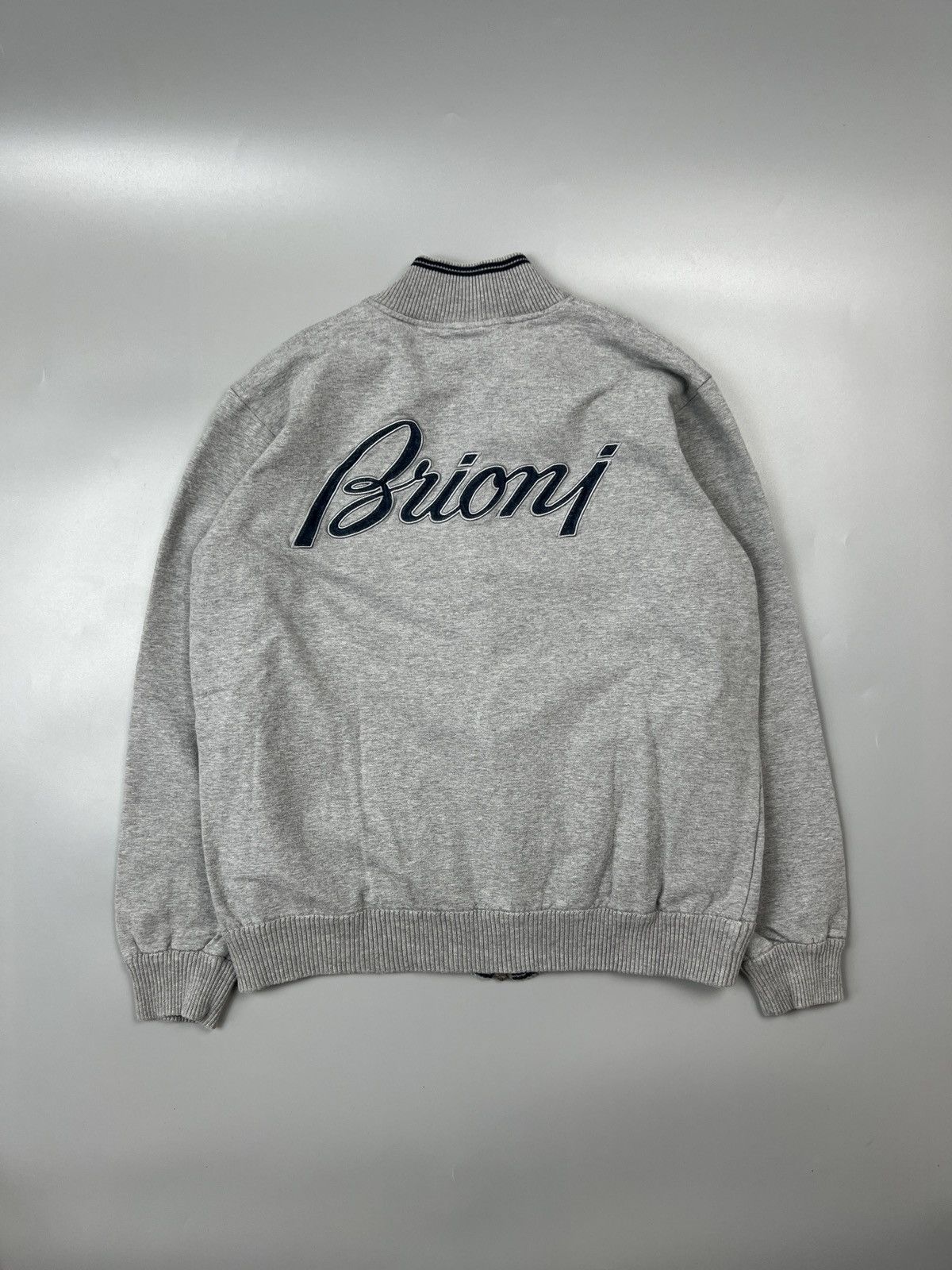 Blouson Bomber Brioni – Gris, Coton, Taille XL, Occasion Parfait état (Y0463)