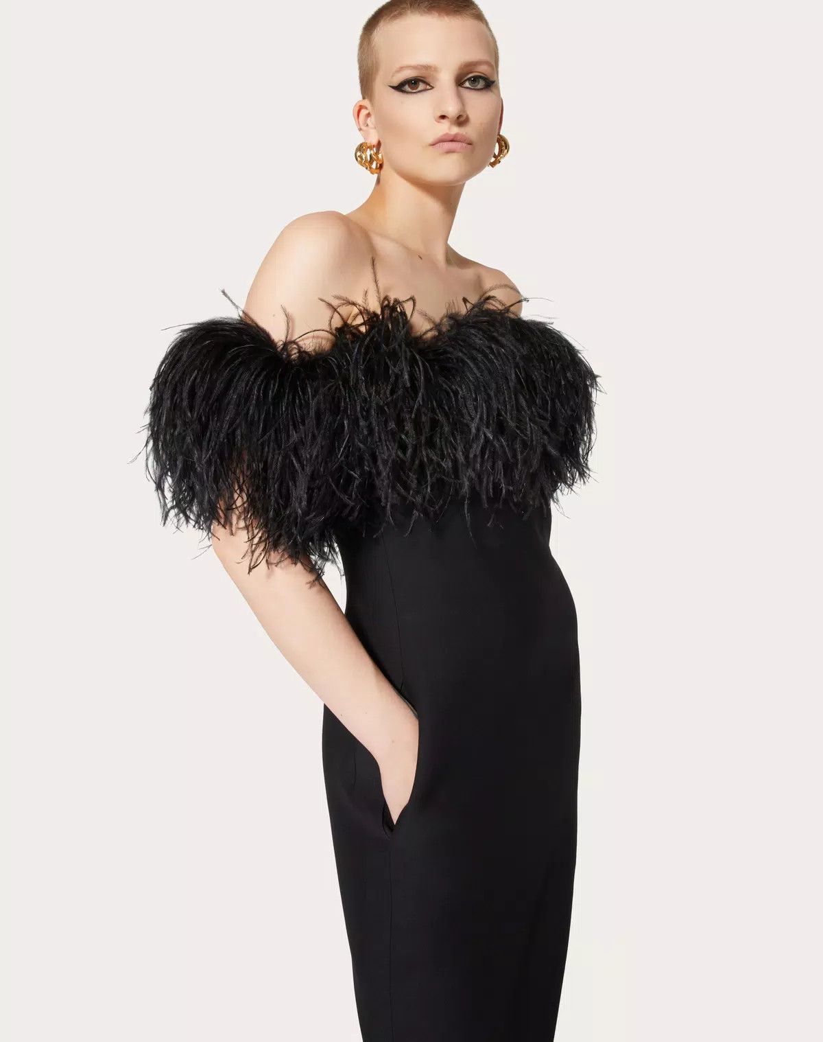 Valentino o1s1wg110625 Embrodiered Crepe Couture Dress in Black Size S / US 4 / IT 40 - 6 Thumbnail