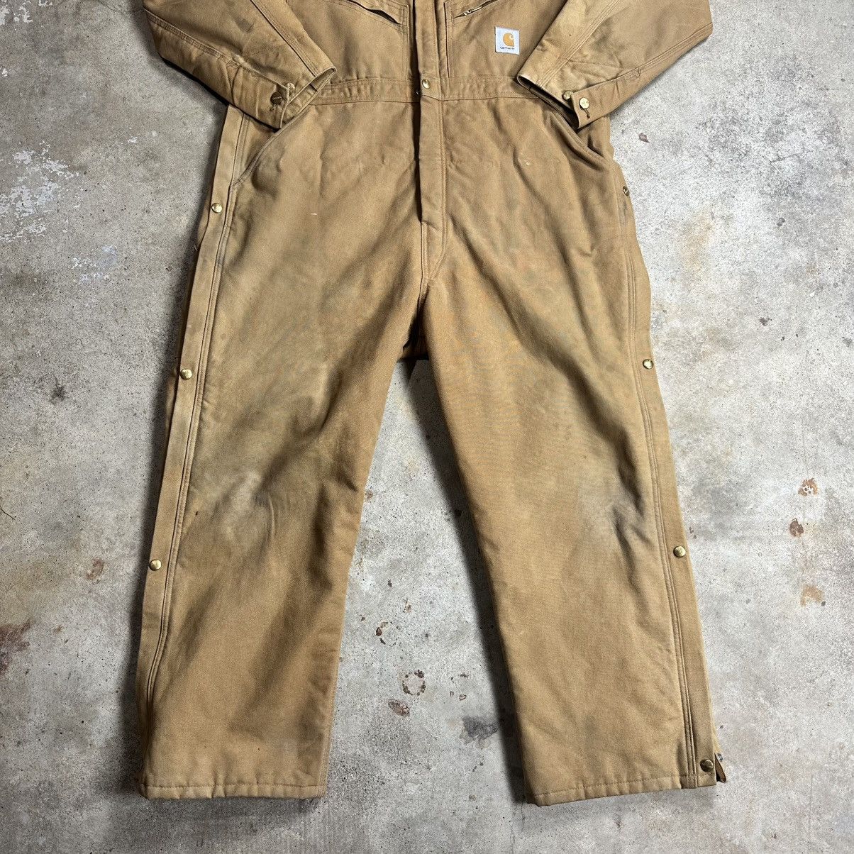 Carhartt Vintage 90s Made in USA Tan Carhartt Quilt Lined Coveralls Size US 40 / EU 56 - 3 Thumbnail