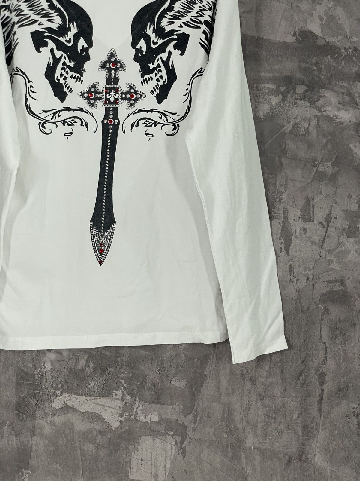 Vintage Cyber Y2K Gothic Skull Grunge Graphic Thermal LongSleeve Size XL / US 12-14 / IT 48-50 - 6 Thumbnail