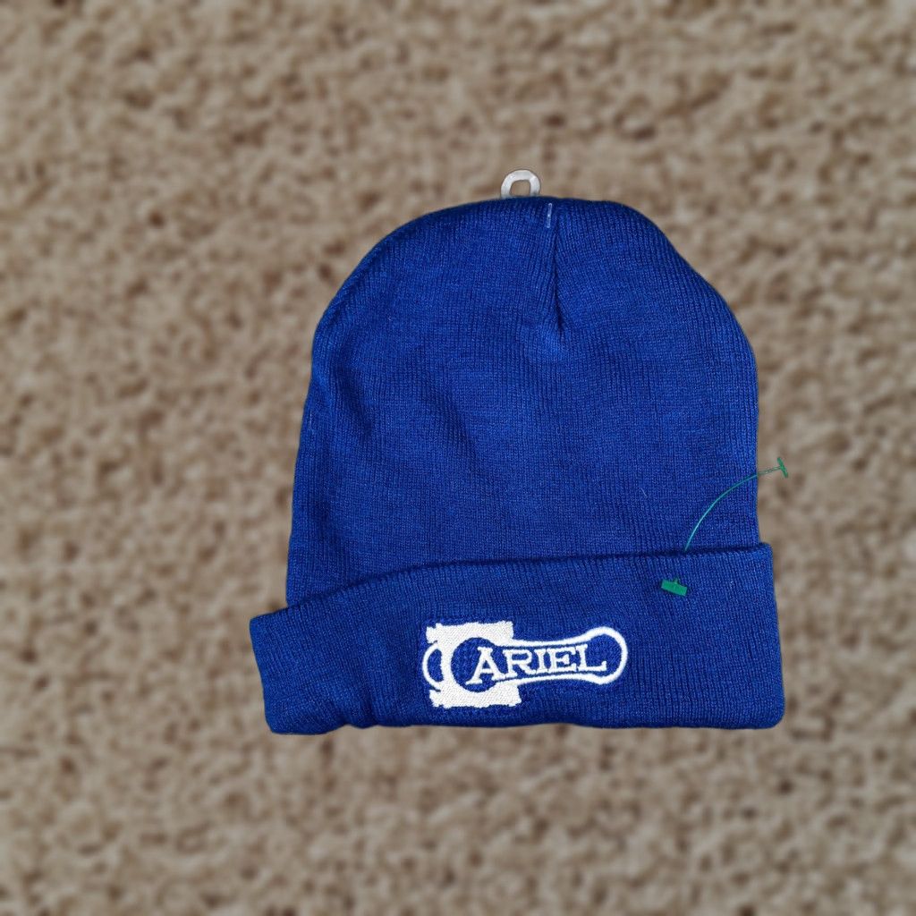 Vintage Cameo Beanie Hat Unisex Adults One Size Blue Acrylic Knit Size ONE SIZE - 1 Thumbnail