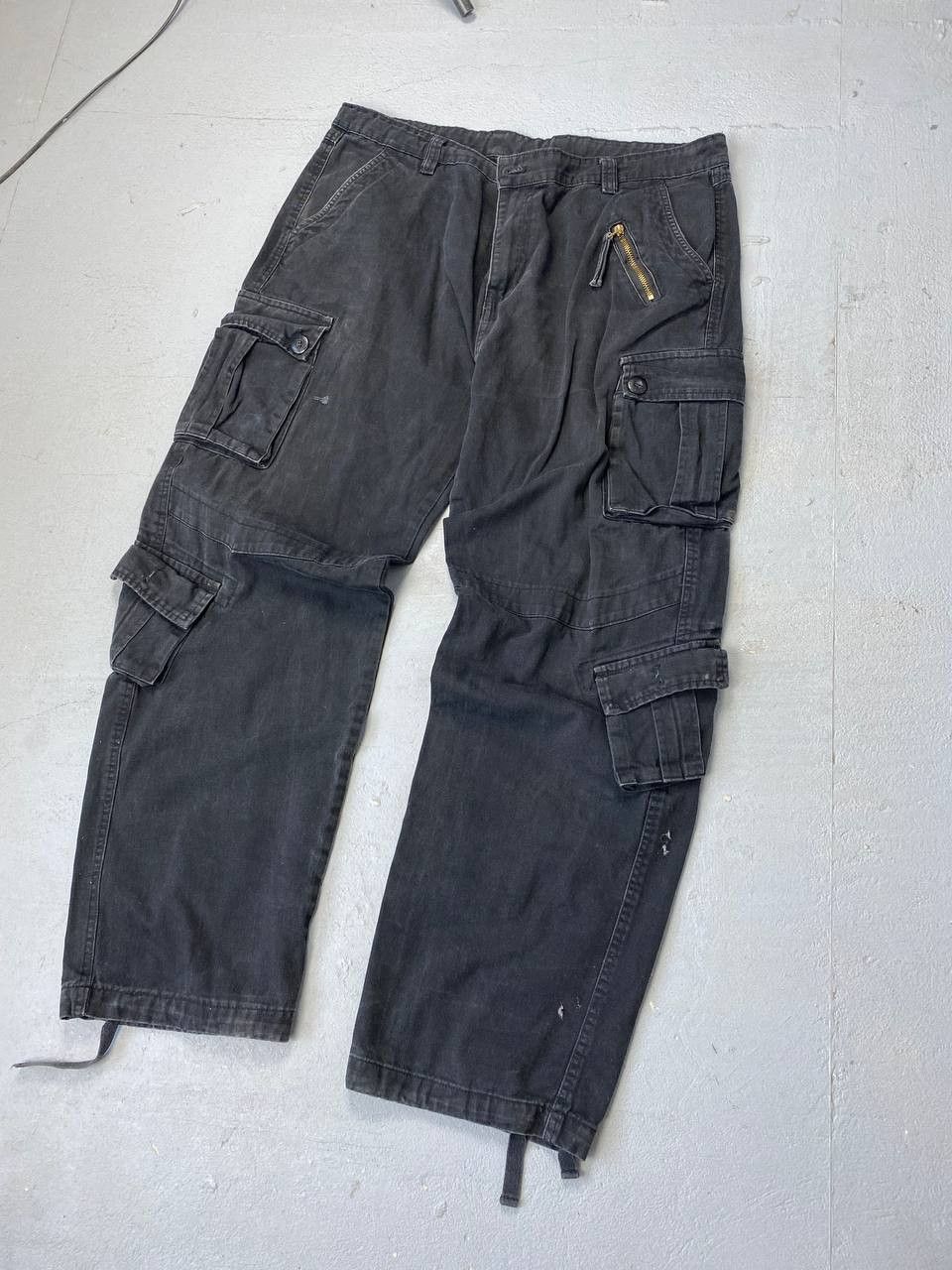 Jean × Vintage Crazy Vintage 90s Carhartt Style Baggy Black Cargo Pants Size US 36 / EU 52 - 2 Thumbnail