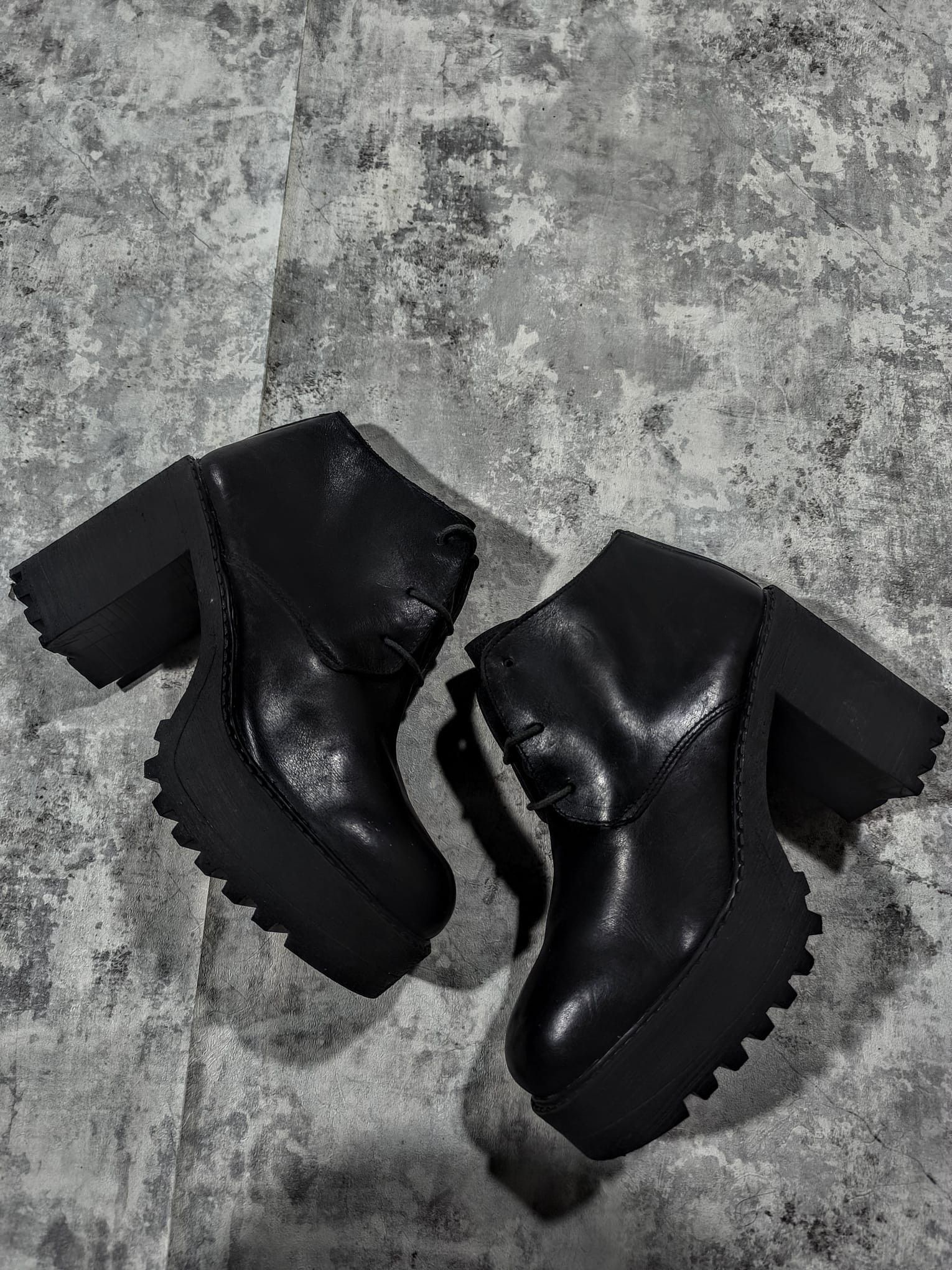 Hysteric Glamour Avantgarde Goth Alternative Black Leather Platform Size US 8 / IT 38 - 1 Thumbnail