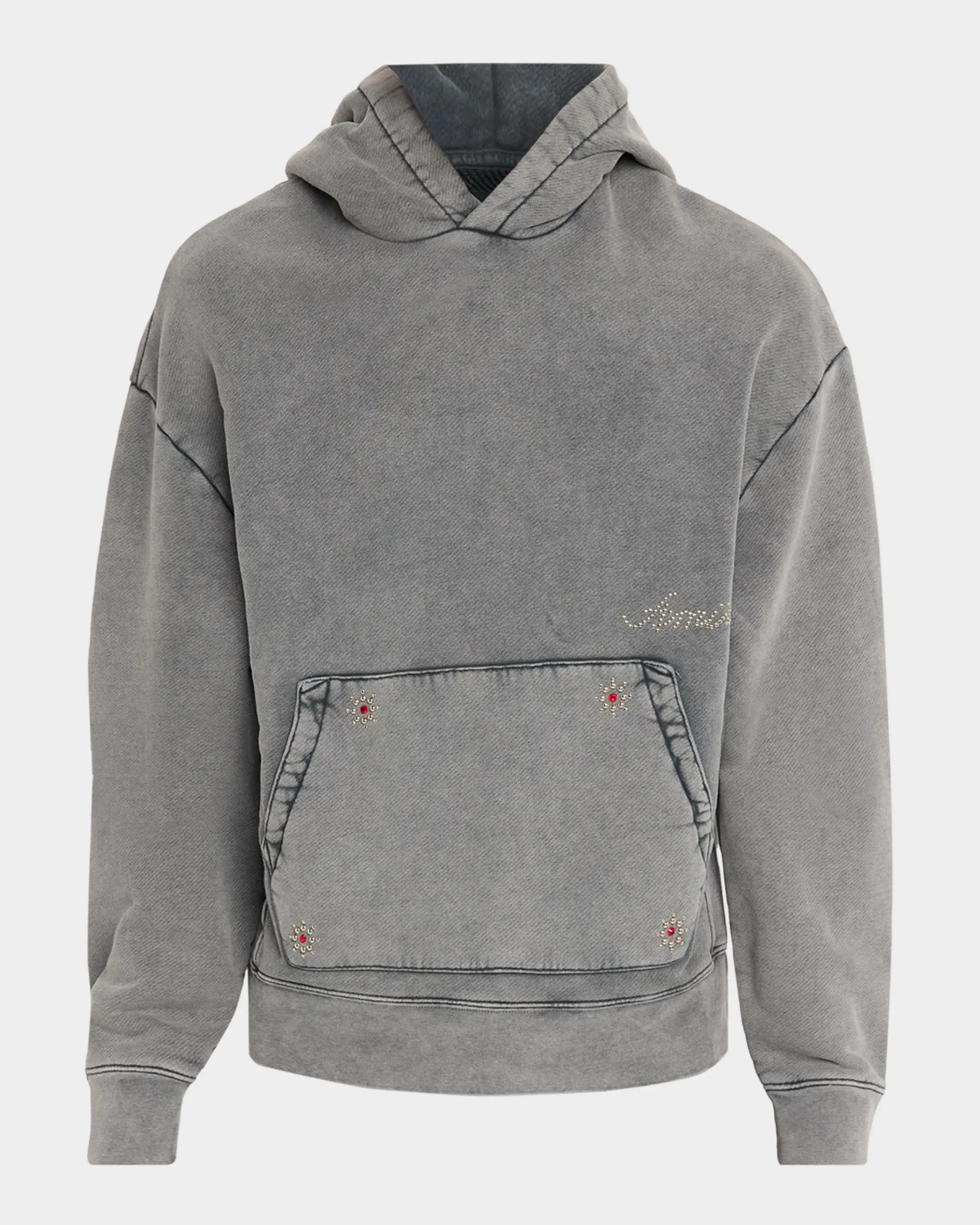 Amiri os11x0526 Studded Cotton Hoodie in Gray Size US L / EU 52-54 / 3 - 1 Thumbnail