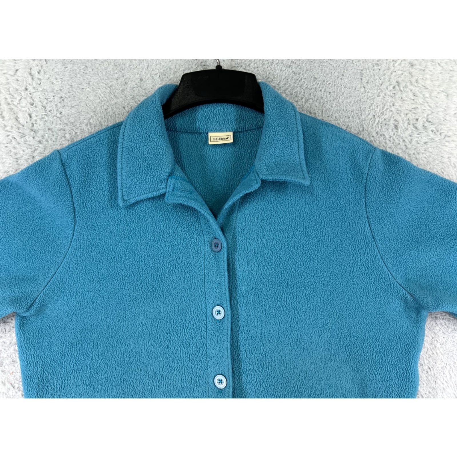 Vintage L.L. Bean Sweater Womens Large Blue Button Up 100% Polyester Fleece Collared Size L / US 10 / IT 46 - 7 Thumbnail