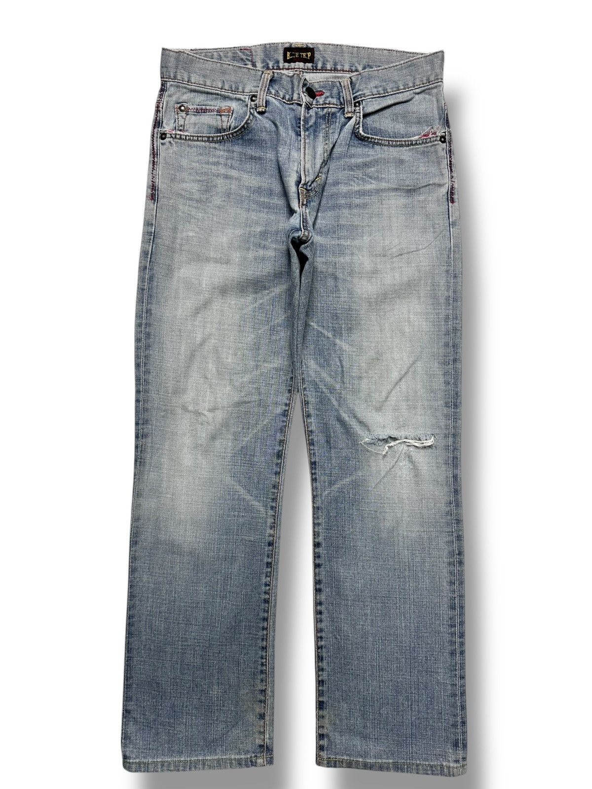 Edwin EDWIN BTJ03 Straight Leg Distressed Japan Denim Faded Wash Size US 34 / EU 50 - 1 Thumbnail