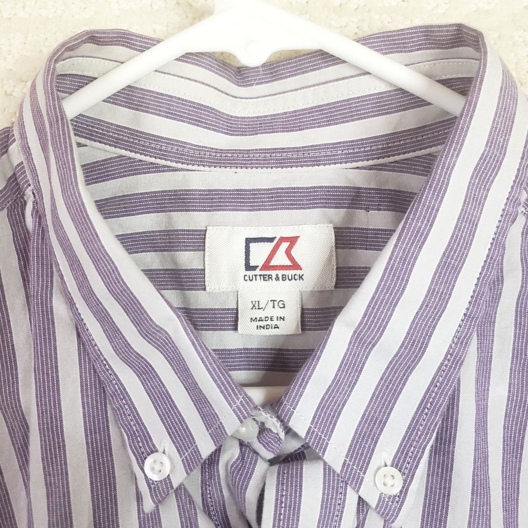 Cutter & Buck Cutter & Buck Clemson Tigers Mens XL Purple Striped Button-Up Shirt Size US L / EU 52-54 / 3 - 5 Thumbnail