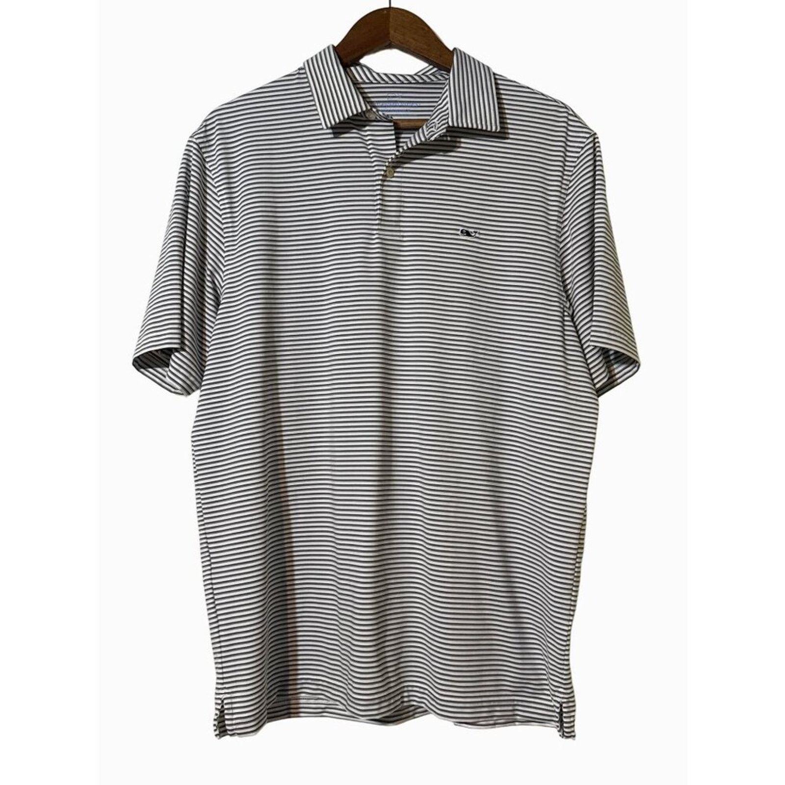 Vineyard Vines Vineyard Vines Mens XL Grey Striped Performance Polo Size US XL / EU 56 / 4 - 1 Thumbnail