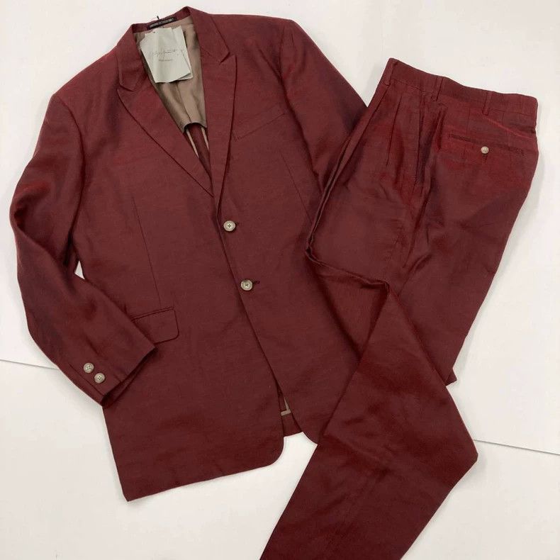 Yohji Yamamoto Yohji Yamamoto Yohji Yamamoto 90s Burgundy Suit Set-2506 Size US M / EU 48-50 / 2 - 1 Thumbnail