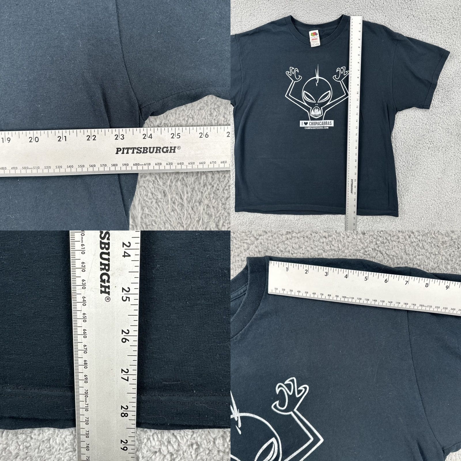 Fruit Of The Loom VINTAGE Fruit of the Loom T Shirt XL 90s I Love Chupacabras Cartoon Graphic Tee Mens Black Short Sleeve Cotton T-Shirt Graphic Tee Size US XL / EU 56 / 4 - 8 Thumbnail