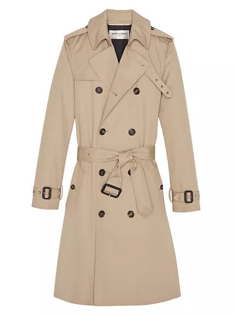 Saint Laurent Paris o1b1hav110924 Trench Coat in Gabardine in Beige Size XS / US 0-2 / IT 36-38 - 1 Thumbnail