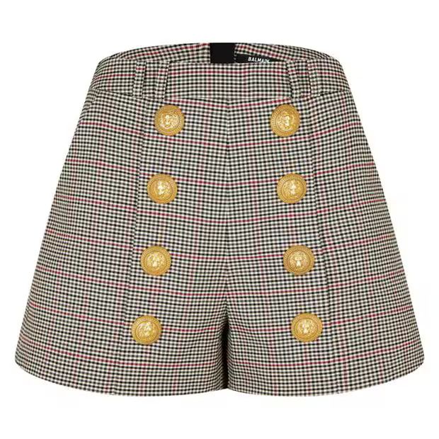 Balmain o1g2r1mq0924 Check Buttoned Shorts in Multicolor Size 29" - 1 Thumbnail