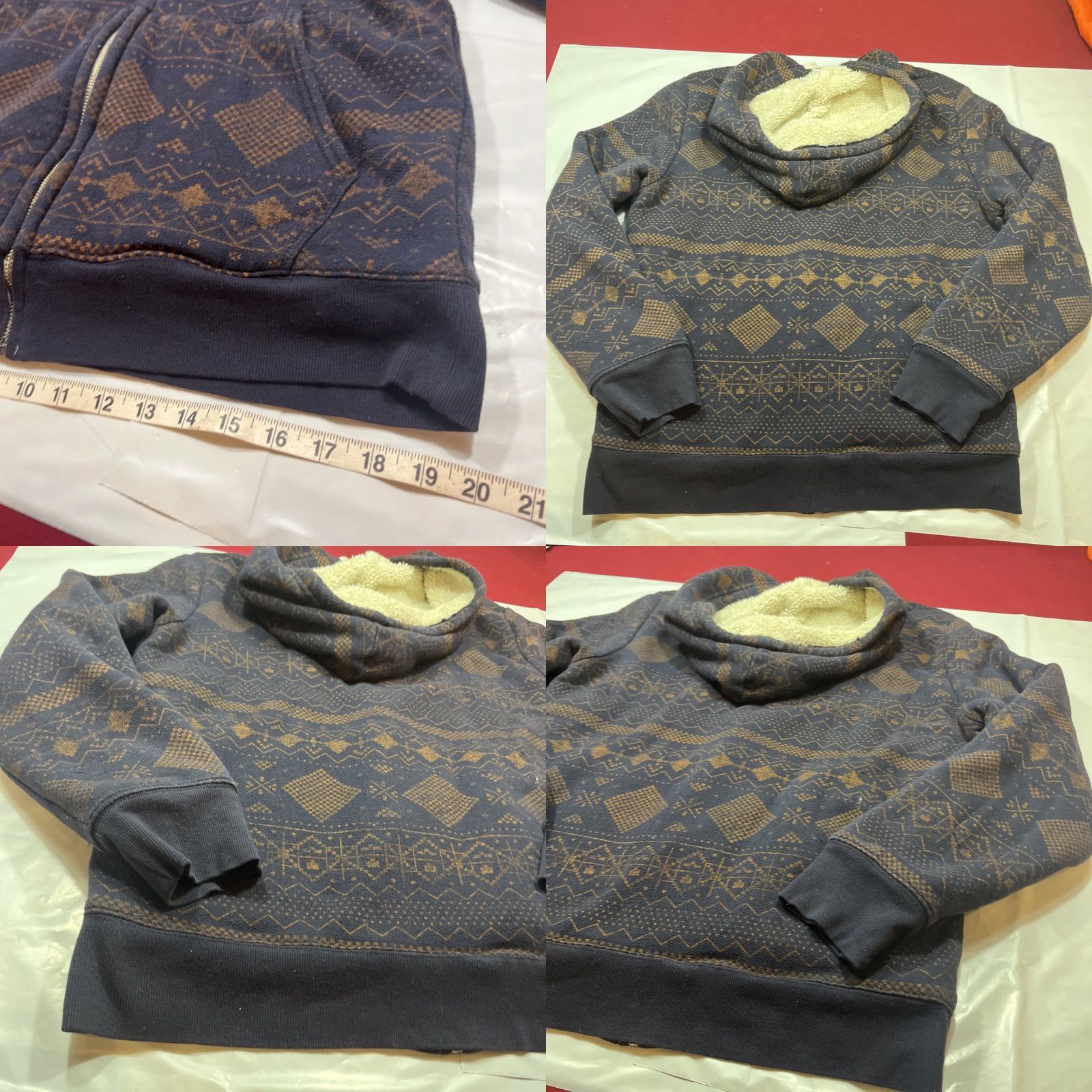 Vintage VINTAGE Arizona Jeans Hoodie L Mens BLUE Sherpa Fleece Lined Full Zip Geometric Fair Isle 90s Winter Street Mens Size US L / EU 52-54 / 3 - 9 Thumbnail