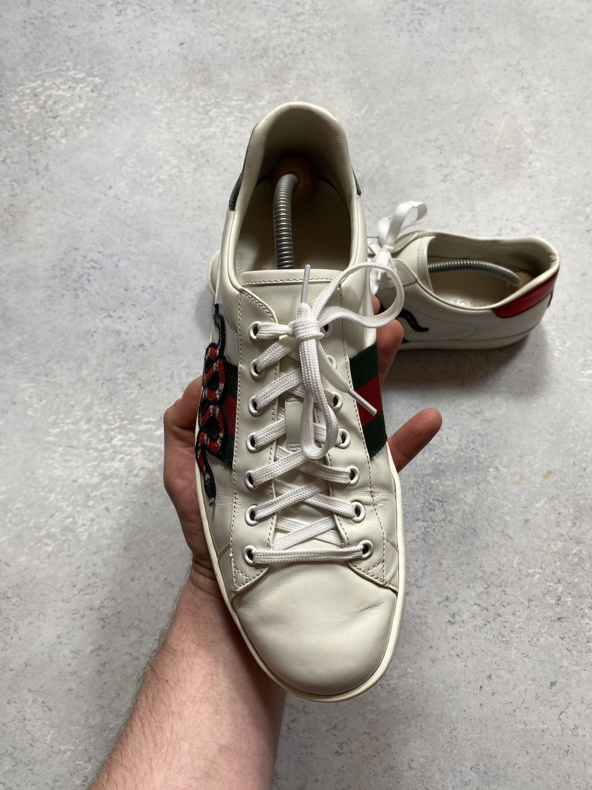 Gucci Gucci Ace Snake White Leather Shoes Trainers UK11 US11.5 Size US 11.5 / EU 44-45 - 7 Thumbnail
