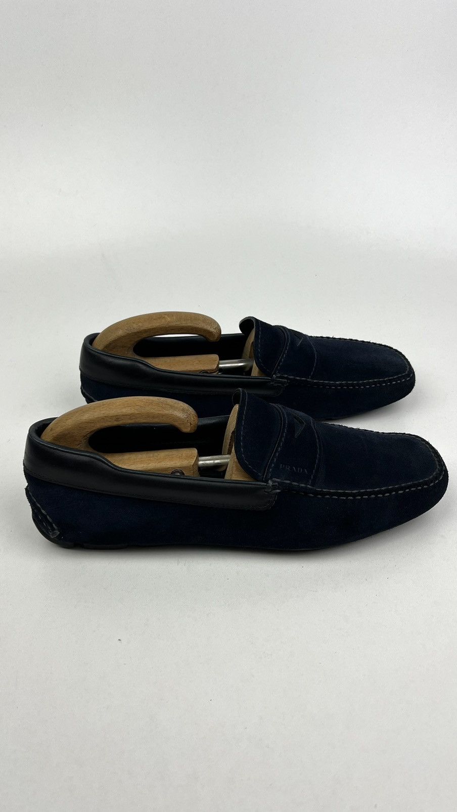Prada PRADA Loafers Suede Penny Shoes Logo Dark Blue Men’s 2DD116 Size US 8 / EU 41 - 7 Thumbnail