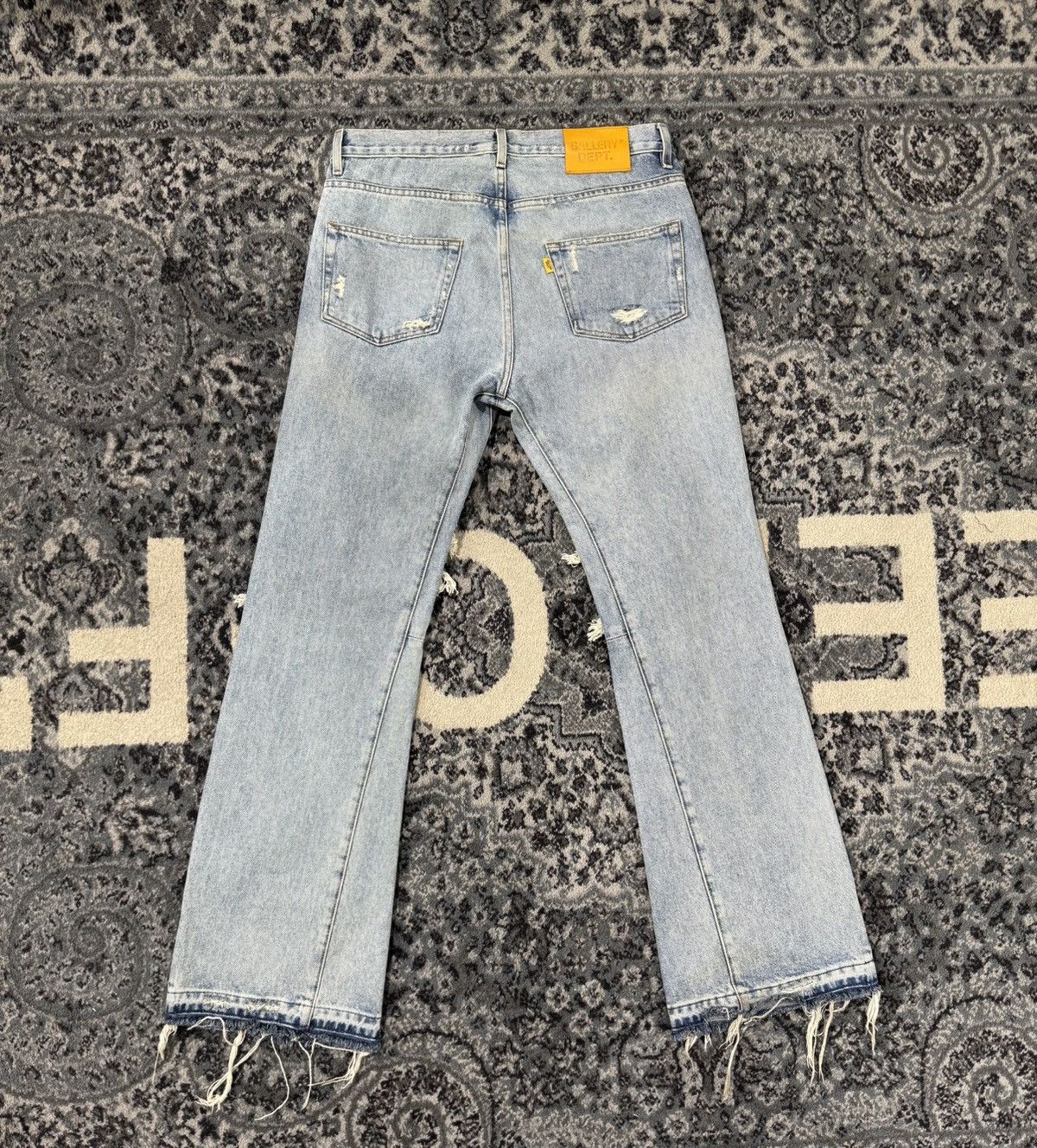 Gallery Dept. Gallery Dept. Flared Distressed Leather Paneled Denim Size US 33 - 7 Thumbnail
