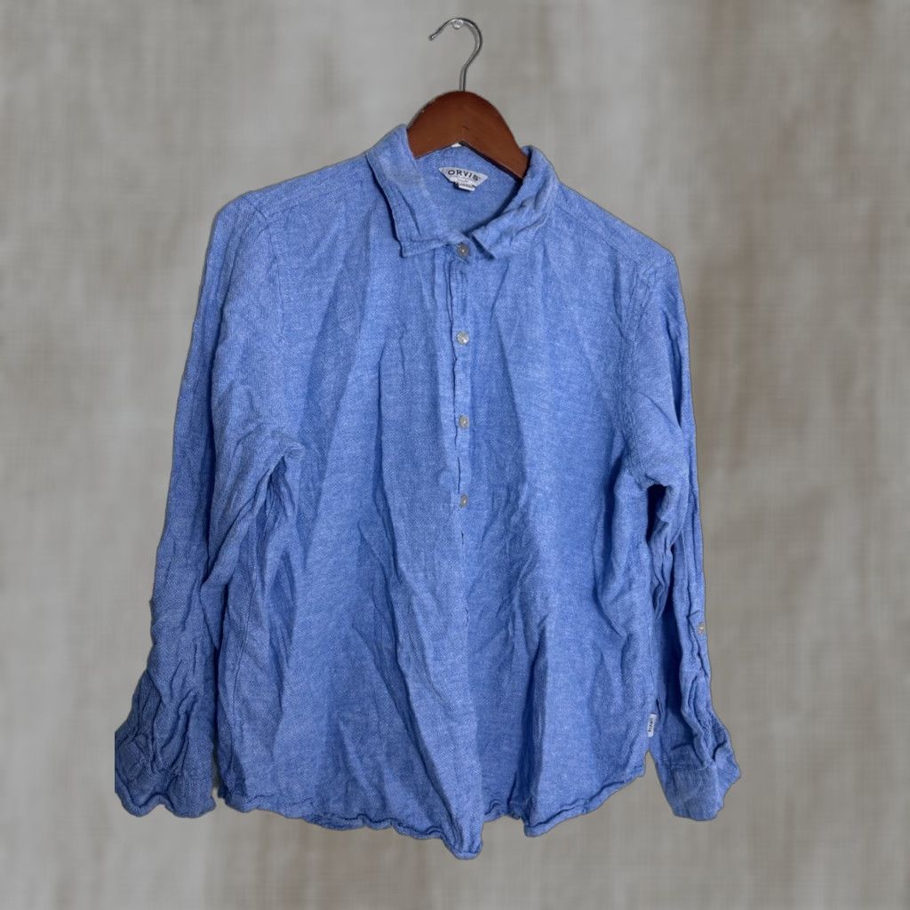 Orvis Orvis Women’s XL Blue Linen Rayon Long Sleeve Button-Up Shirt User: Orvis Women’s XL Blue Linen Rayon Long Sleeve Button-Up Shirt Size XL / US 12-14 / IT 48-50 - 1 Thumbnail