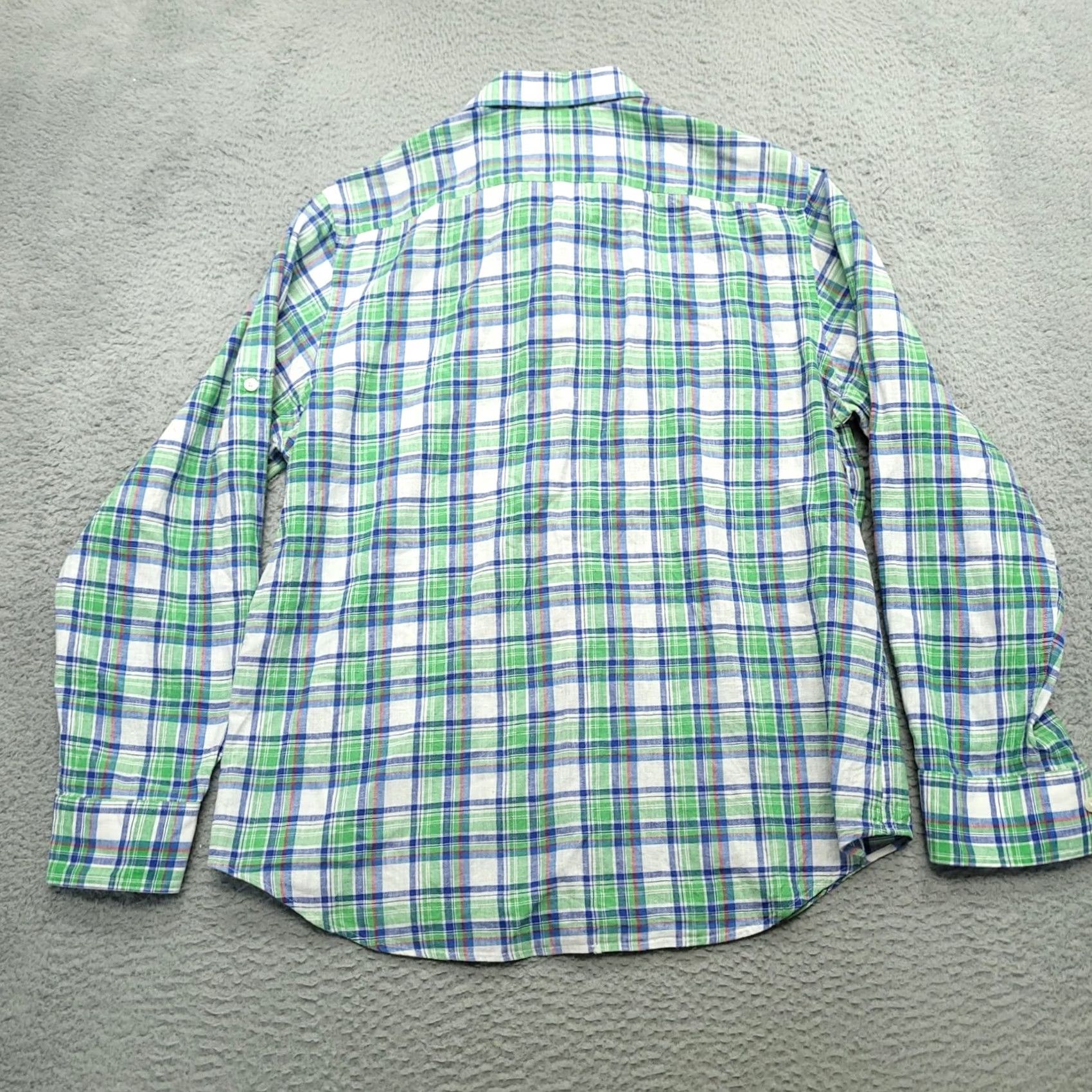 Banana Republic Banana Republic Mens Button-Down Shirt L Plaid Linen Cotton Blend Green Blue Long Sleeve Button-Up Casual Shirt Menswear Size US L / EU 52-54 / 3 - 2 Thumbnail