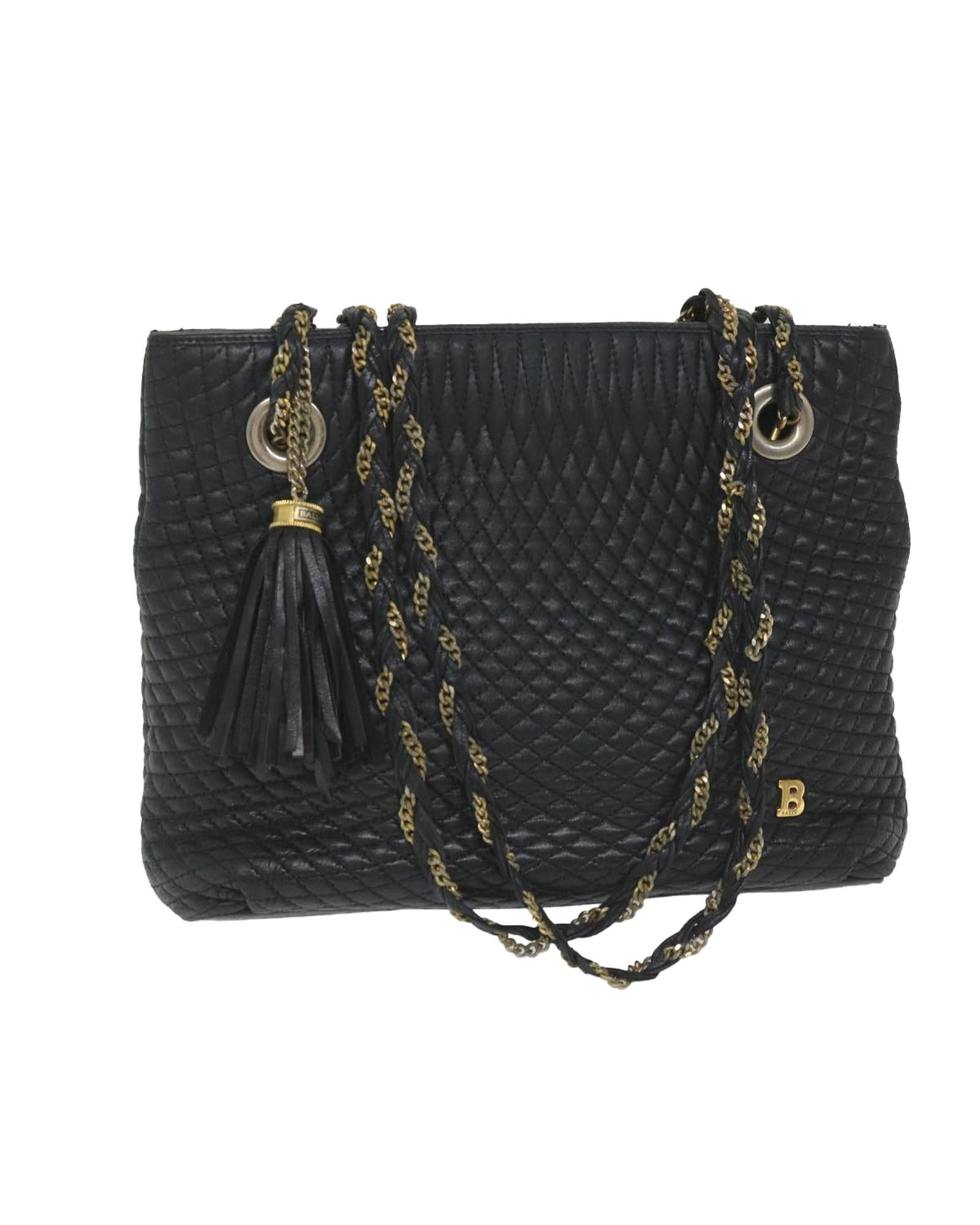 image of Bally Quilted Leather Shoulder Bag - Black, Women's