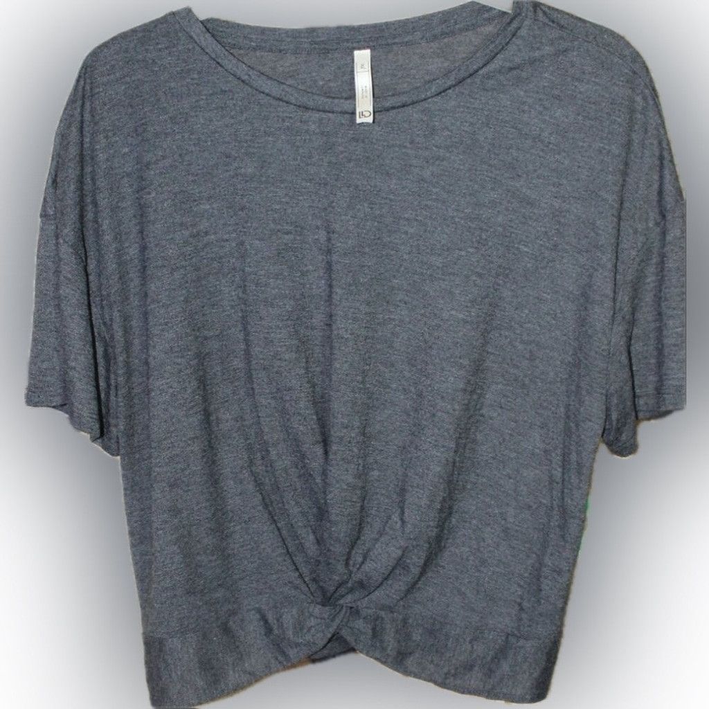 Other LLD Charcoal Short Sleeve Twist-Front Cropped T Size XL / US 12-14 / IT 48-50 - 1 Thumbnail